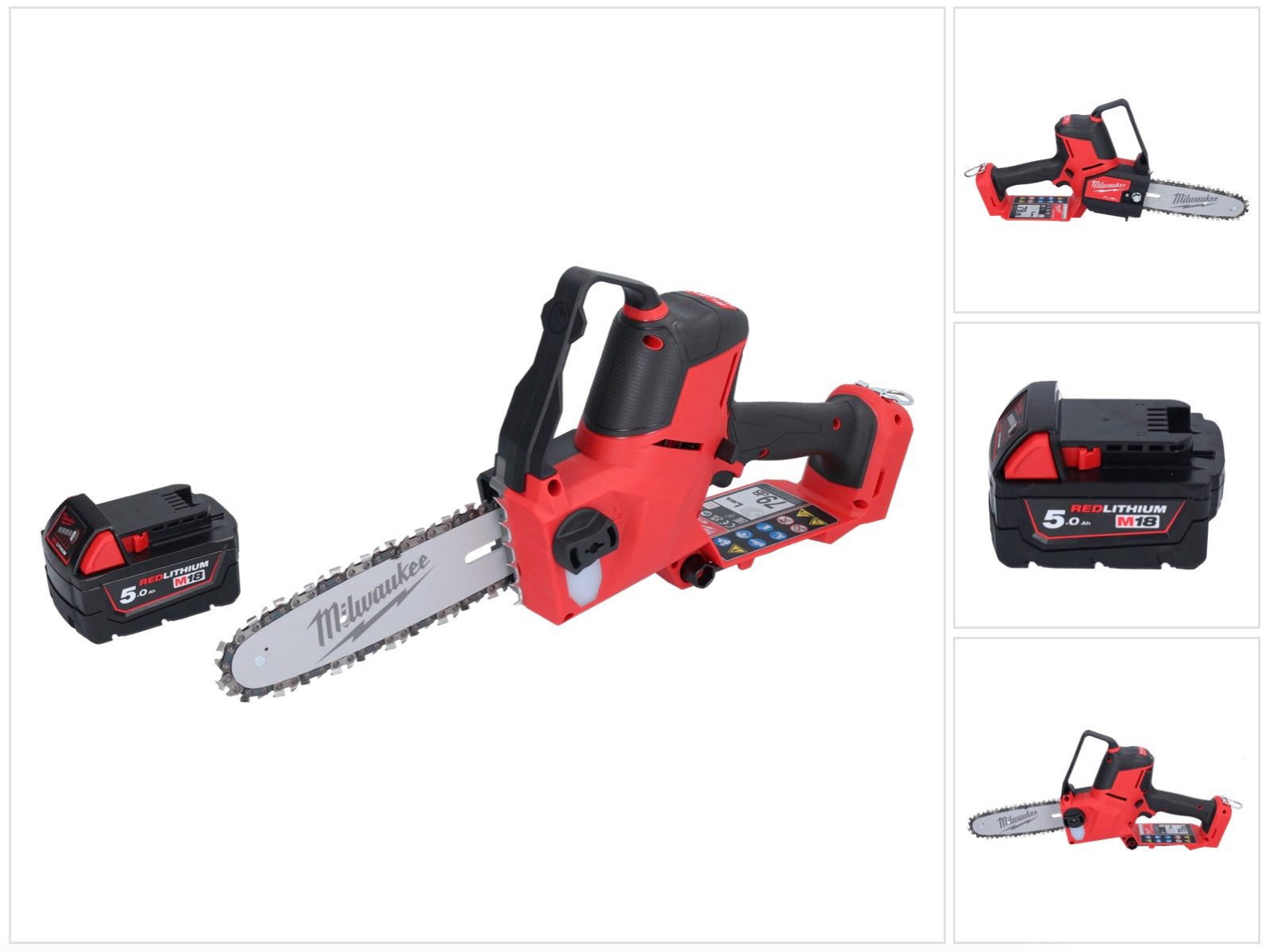 Milwaukee Benzin-Kettensäge M18 FHS20-501 Akku Astsäge 18 V 20 cm + 1x Akku 5,0 Ah - ohne Ladeger