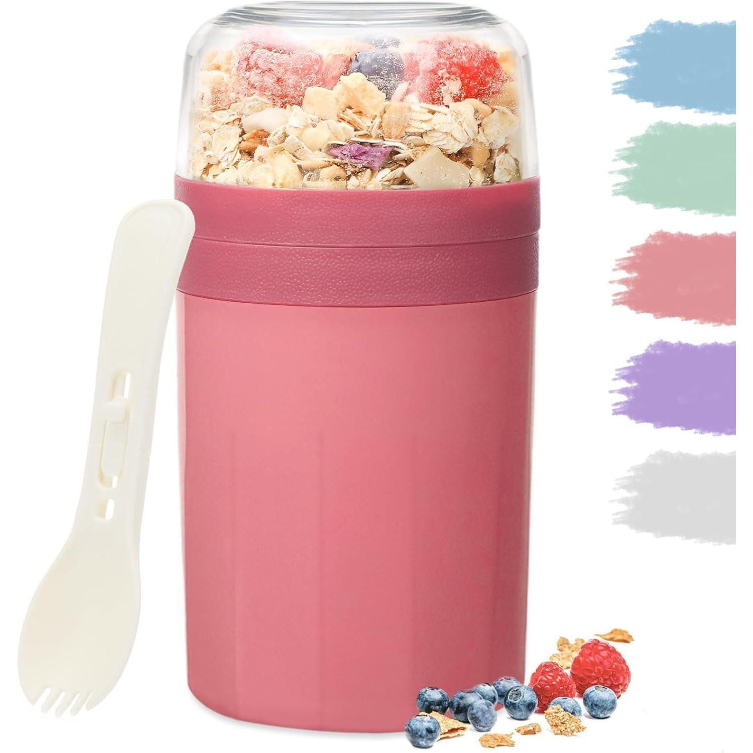 LuxusKollektion Müslibox Müslibecher Joghurtbecher 520ml 250ml Löffel Soßenbox Rosa