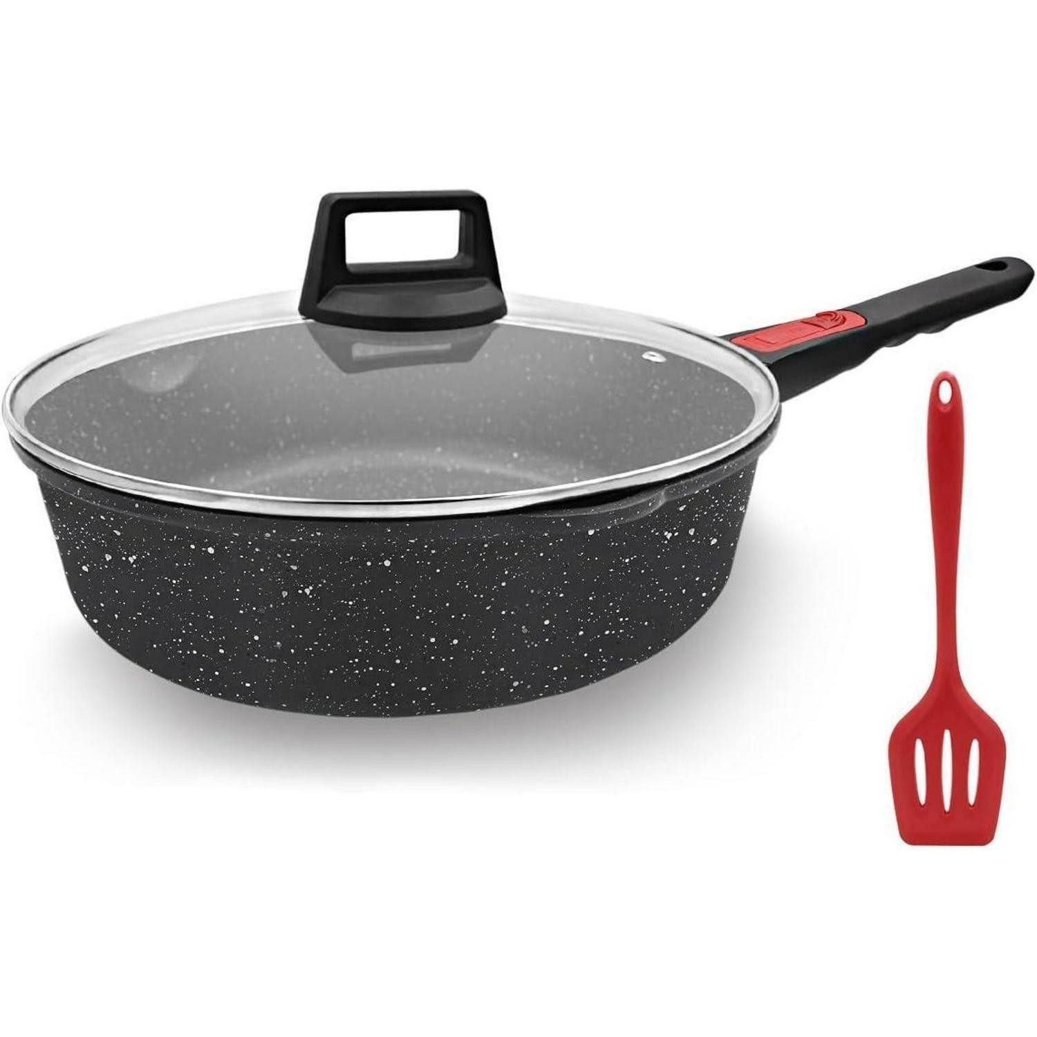 LuxusKollektion Bratpfanne Antihaft Pfanne 28cm mit Deckel - Bratpfanne 4.3L beschichtet