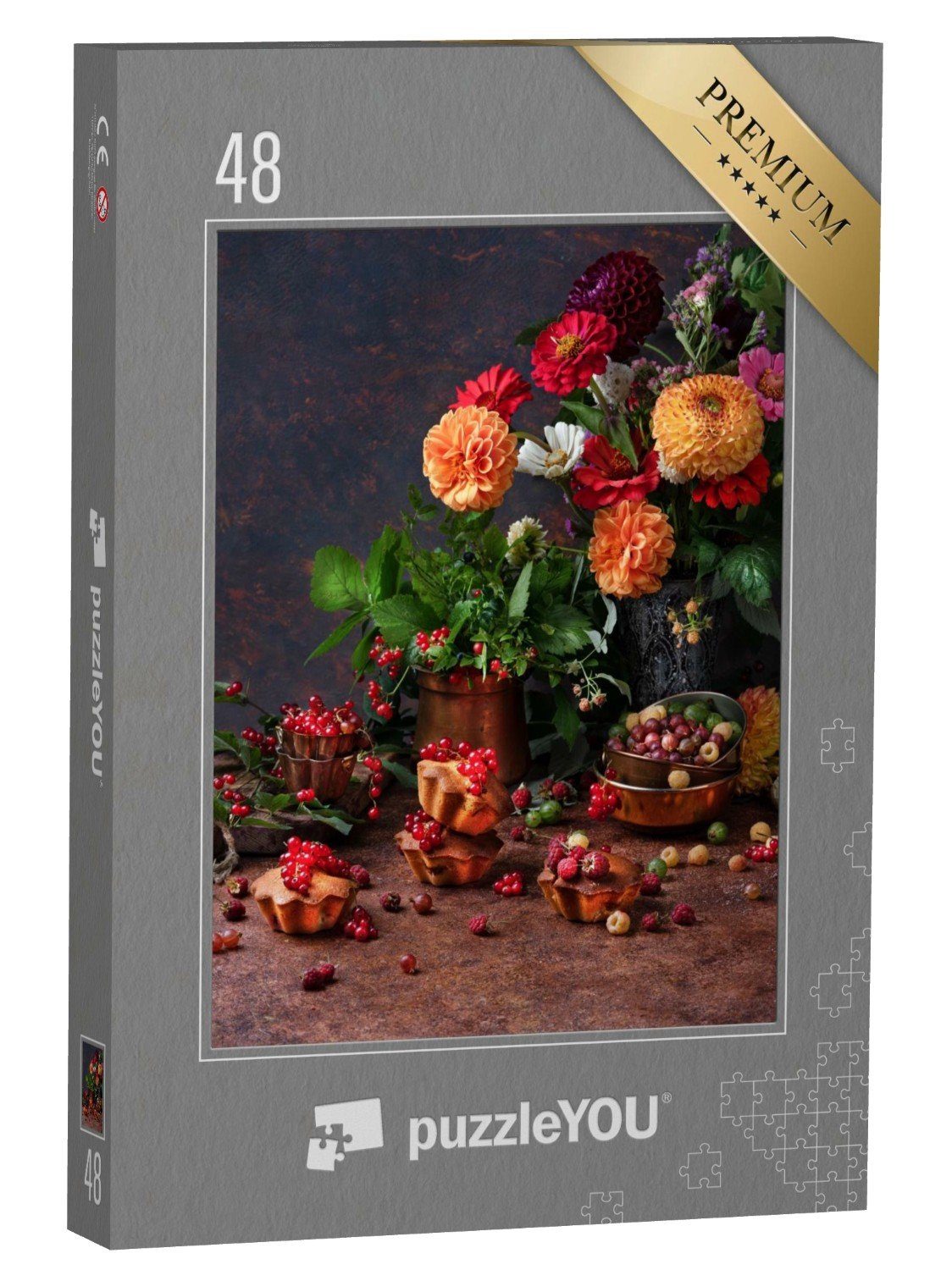puzzleYOU Puzzle Herbst: Blumen und Gebäck der Saison, 48 Puzzleteile, puzzleYOU-Kollektionen Flora, Blumen