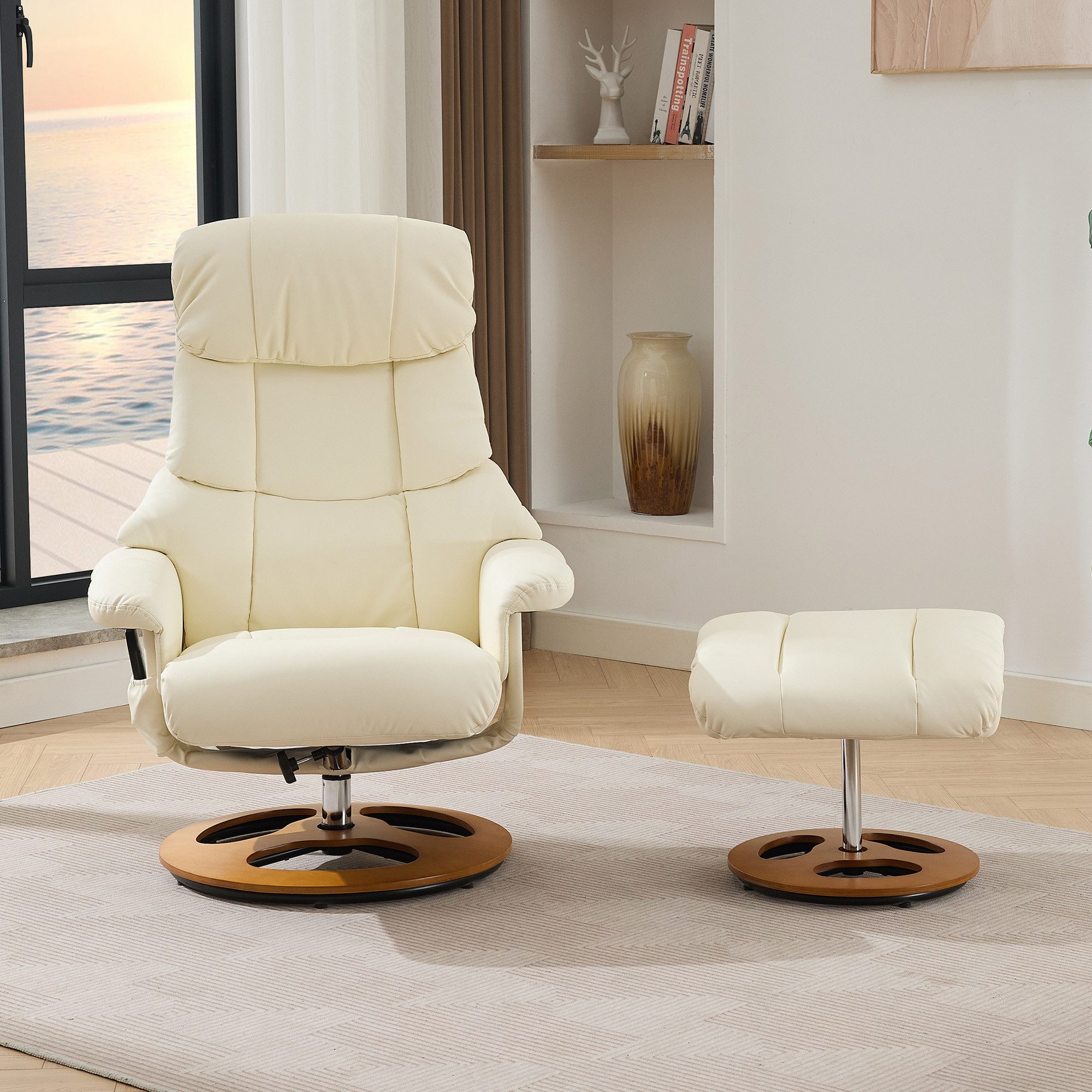 Odikalo Loungesessel Relaxsessel Polsterstuhl Hocker Heizung Drehbar PU/Che günstig online kaufen