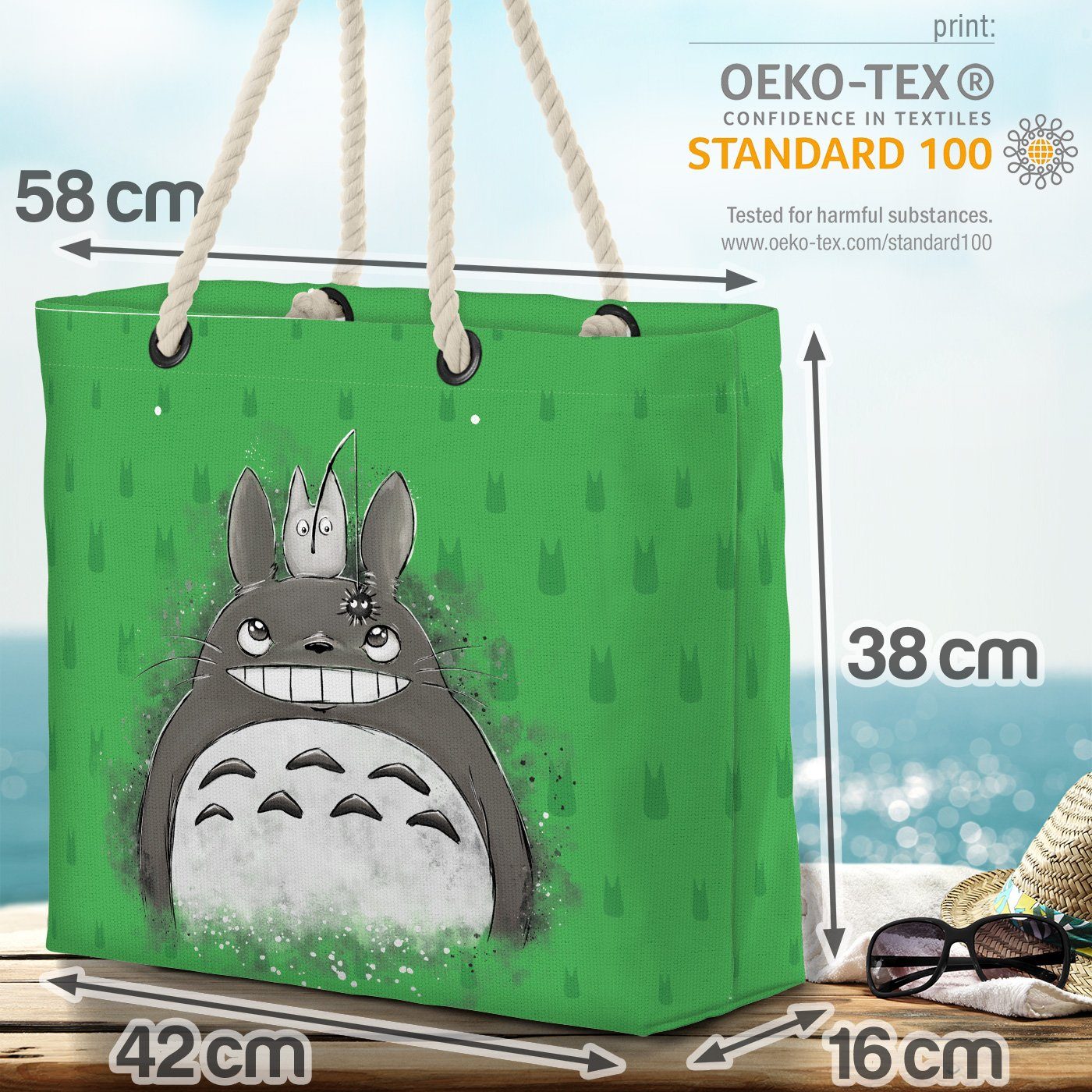 nachbar (1-tlg), japan Totoro VOID ghibli anime grün mein Strandtasche