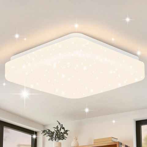 Nettlife LED Deckenleuchte Sternenhimmel Quadratisch 21cm 15W Deckenlampe, LED fest integriert, Warmweiß, Schlafzimmer Flur Küche Kinderzimmer Büro