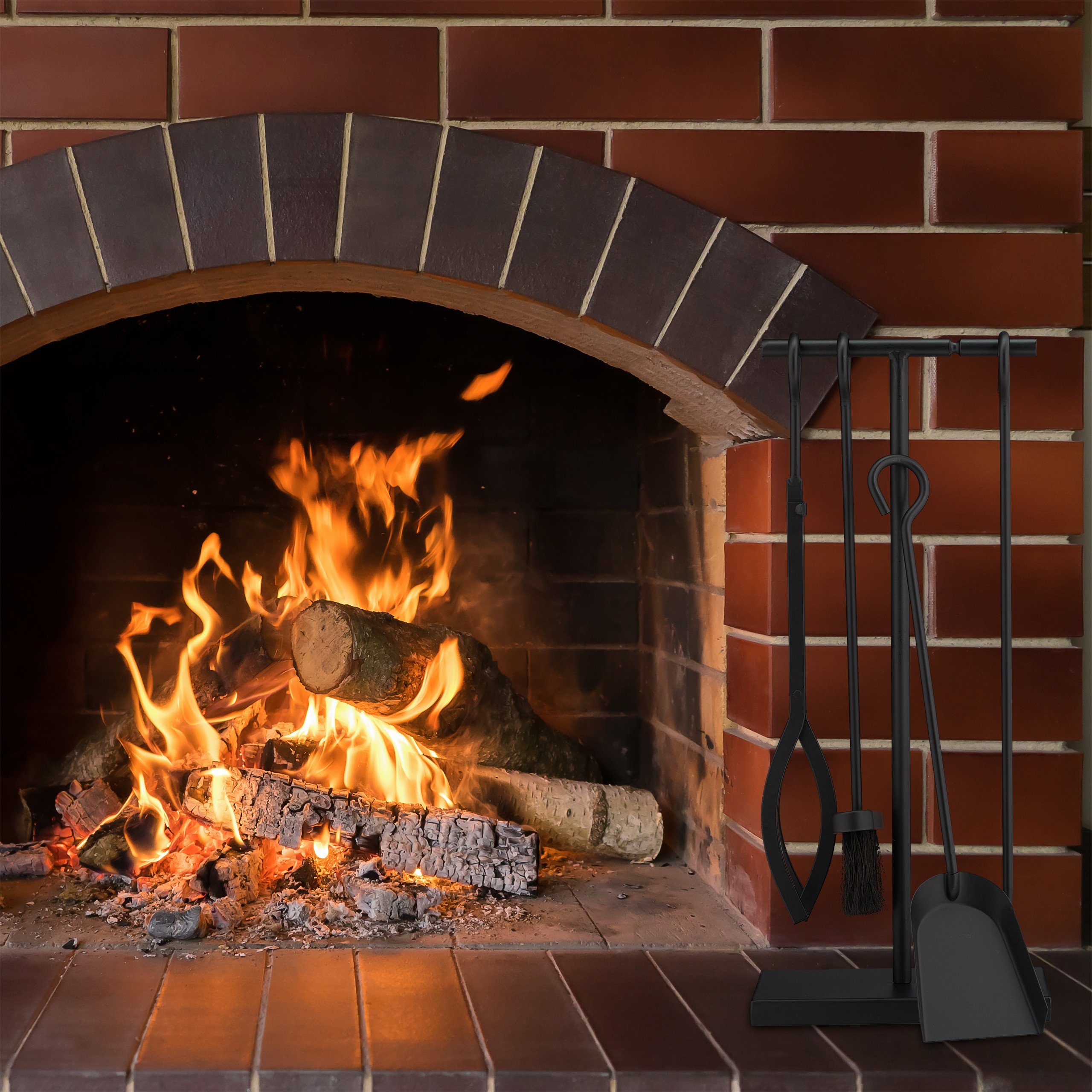 relaxdays Kamingarnitur Kaminbesteck schwarz 5 tlg. günstig online kaufen