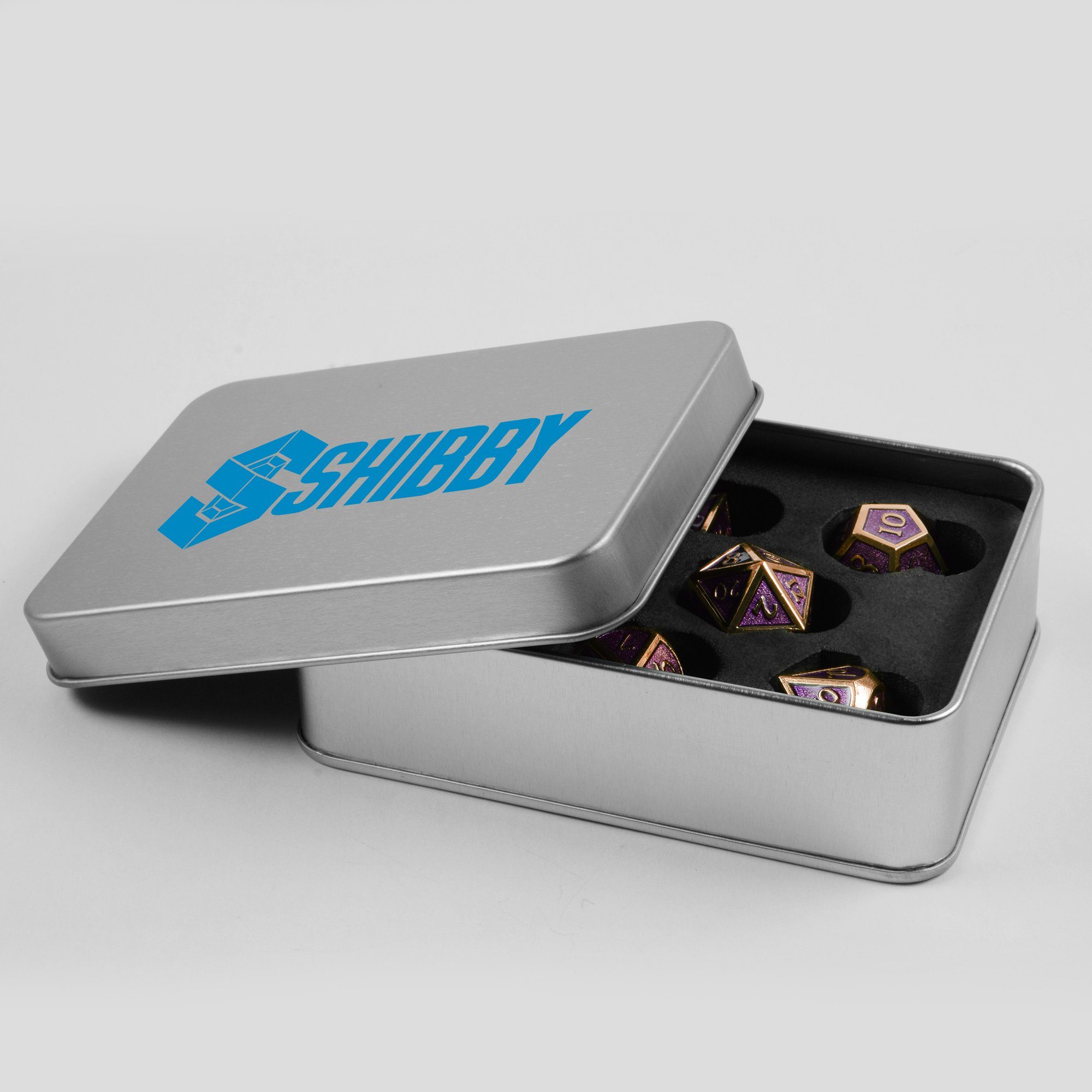 Steampunk inkl. SHIBBY polyedrische in Rosé/Gold 7 Metall-DND-Würfel Spielesammlung, Optik, Aufbewahrungsbox