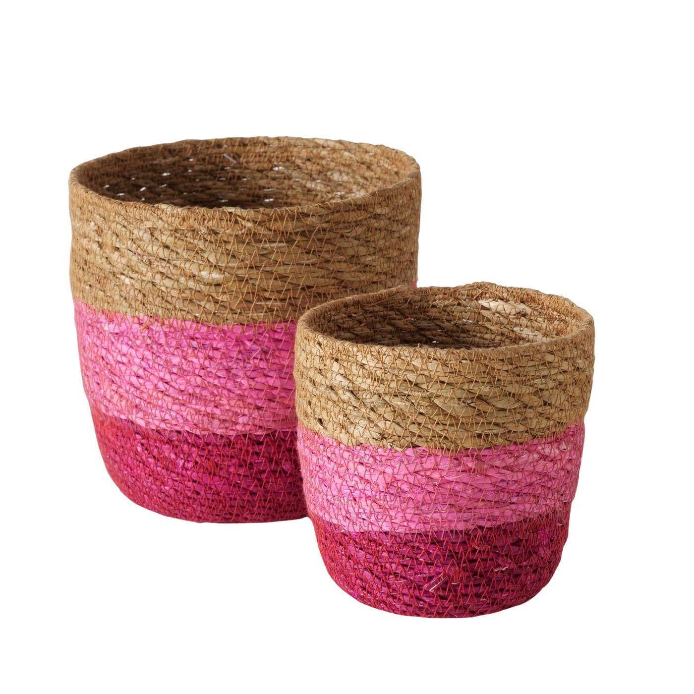 BOLTZE Dekokorb 2er-Set Körbe Rosa Pink Braun aus Seegras in 2 Größen (2 St)