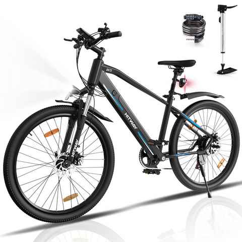 HITWAY E-Bike 26 Zoll BK7S 36V 12Ah E-Fahrrad MTB Shimano, 7 Gang Shimano, Heckmotor, 432 Wh Litium-Ionen, Elektrofahrrad für Damen und Herren 165 - 185 cm