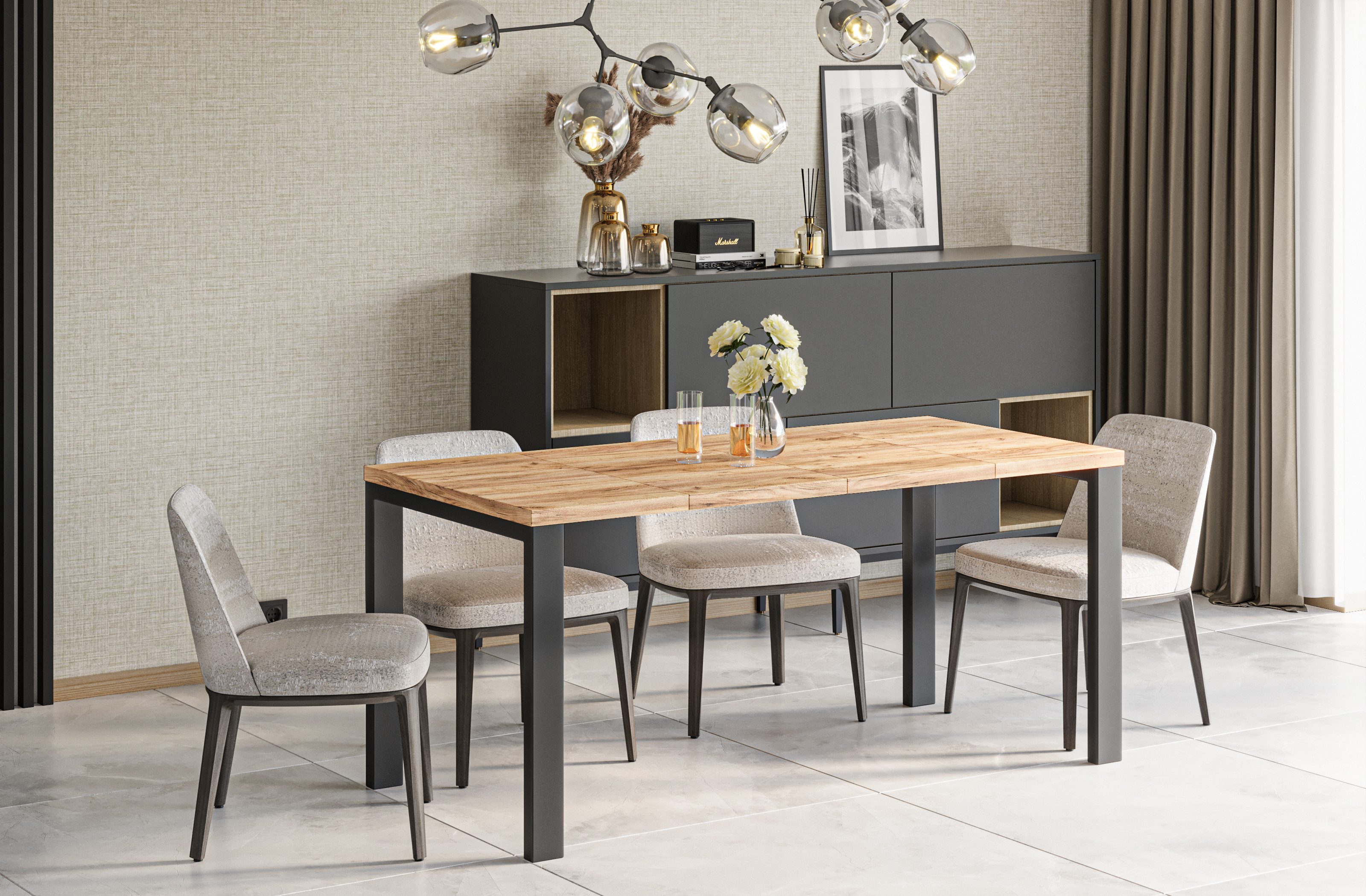 Endo-Moebel Kulissen-Esstisch "Garant 80" 80-170cm ausziehbar günstig online kaufen