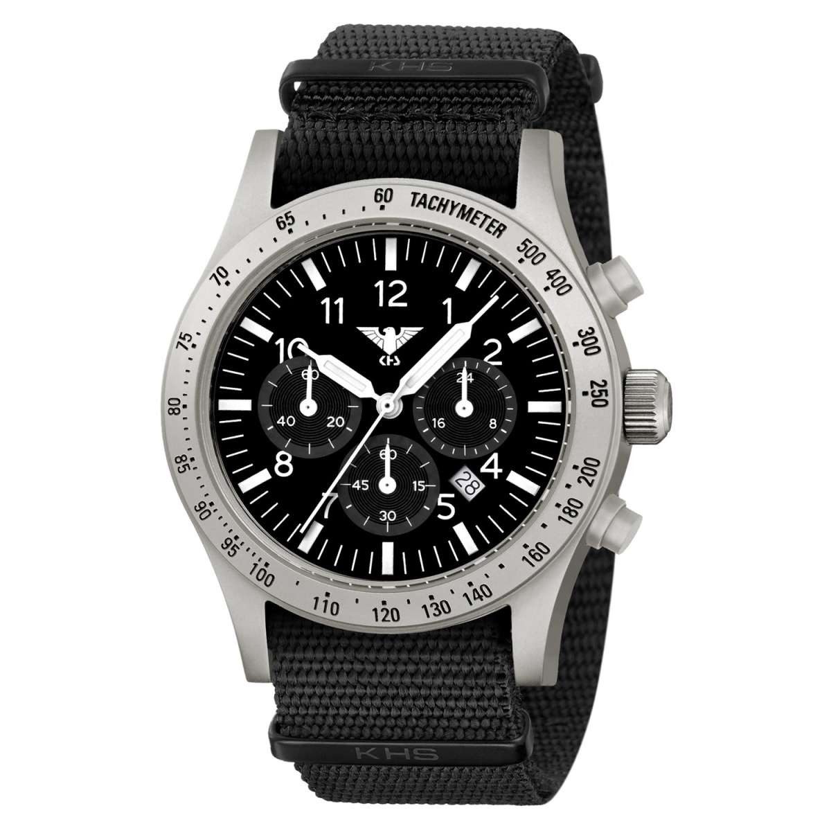 KHS Quarzuhr PLASSC.NB, Herrenuhr Platoon Solar Chronograph Stahl Natoband