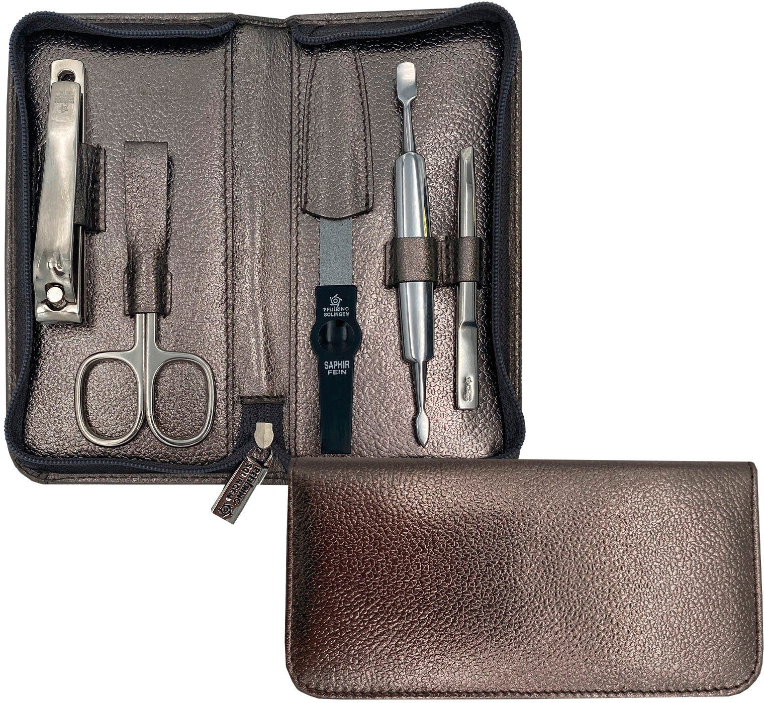 PFEILRING Maniküre-Etui, 5 tlg., Reißverschlussetui in Metall-Optik günstig online kaufen
