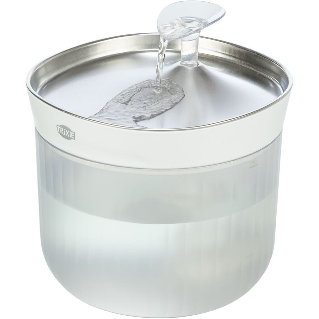 TRIXIE Hundekrawatte Aqua Clear runder Trinkbrunnen für Hunde mit Edelstahltrinkschale - we, Kunststoff/ Edelstahl