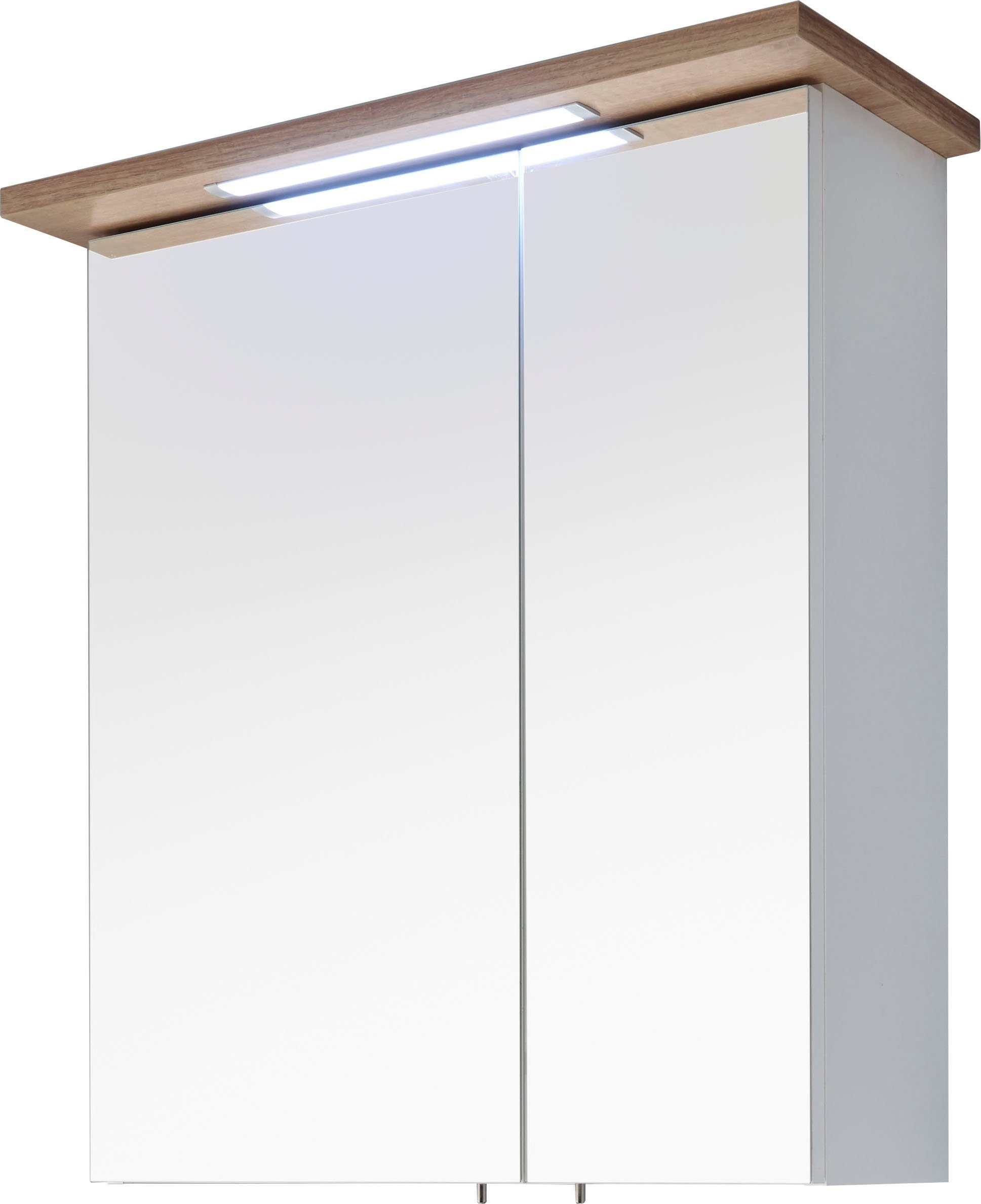 Spiegelschrank Quickset 923 Badschrank, 2 Spiegeltüren, 2 Einlegeböden, 60 cm breit