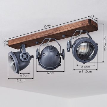 hofstein Deckenleuchte »Biati« Zimmerlampe in Metall und Holz in Braun und Grau, Glasschirm, ohne Leuchtmittel, Spots sind dreh-/schwenkbar, 3xGU10 max. 50 Watt