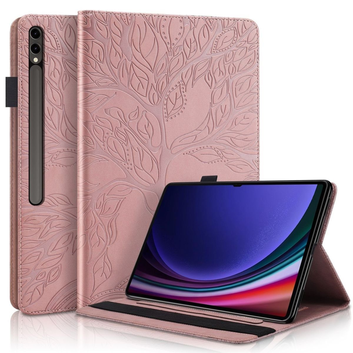 Wigento TabletHülle Aufstellbare Kunstleder Tasche Baum für Samsung Galaxy Tab S9 S8 Ultra