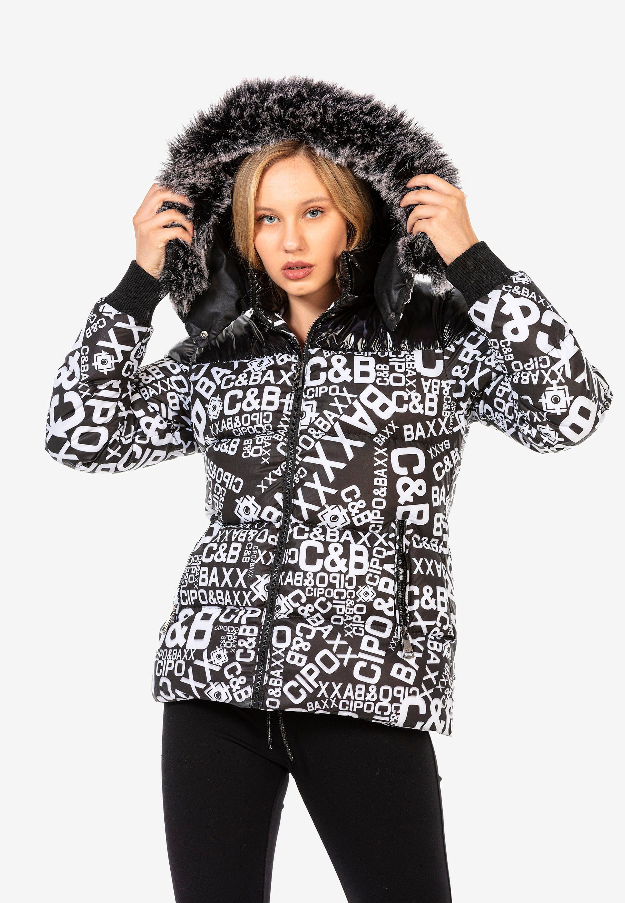 weiß-schwarz Cipo Baxx Allover-Print Steppjacke modischem mit &