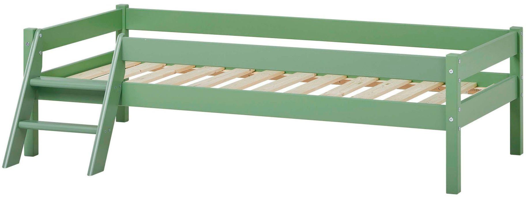 Home affaire Jugendbett ECO One - Kinderbett mit Rausfallschutz und Leiter aus Massivholz (70x160 cm), 3 verschiedene Farben, Matratze wählbar