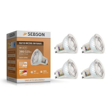 SEBSON LED-Leuchtmittel GU10 LED Lampe 5W warmweiß 3000K 230V LED Leuchtmittel - 4er Pack