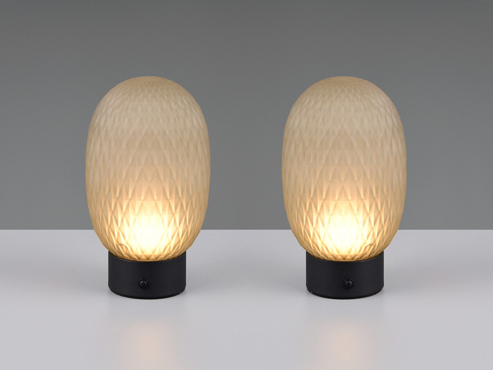TRIO Leuchten LED Tischleuchte, Dimmfunktion, LED fest integriert, Warmweiß, 2er SET kleine aufladbare kabellose Tischbeleuchtung mit Akku H 20,5cm