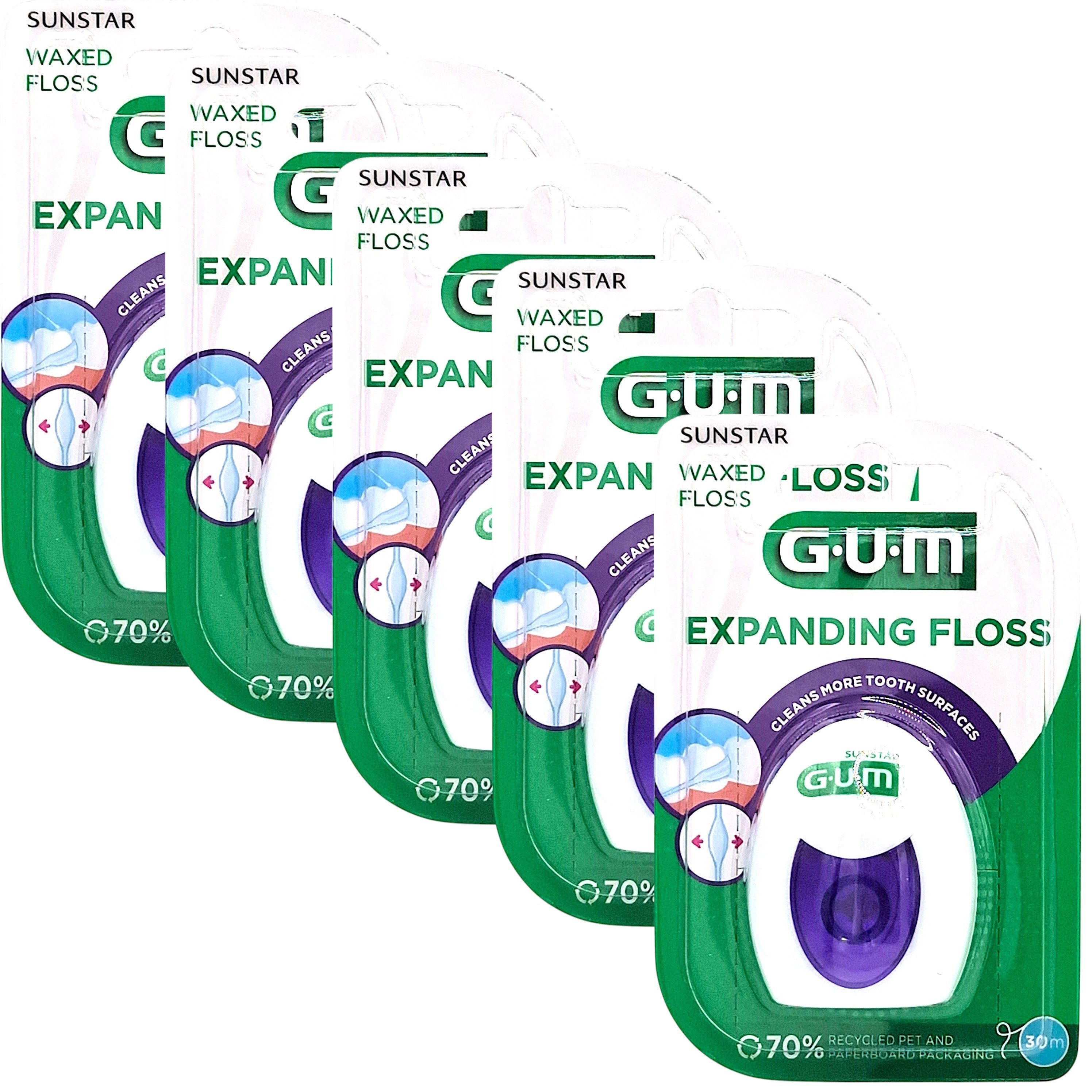 GUM Zahnseide 5x GUM EXPANDING FLOSS Zahnseide 5x 30 m, (5-St)
