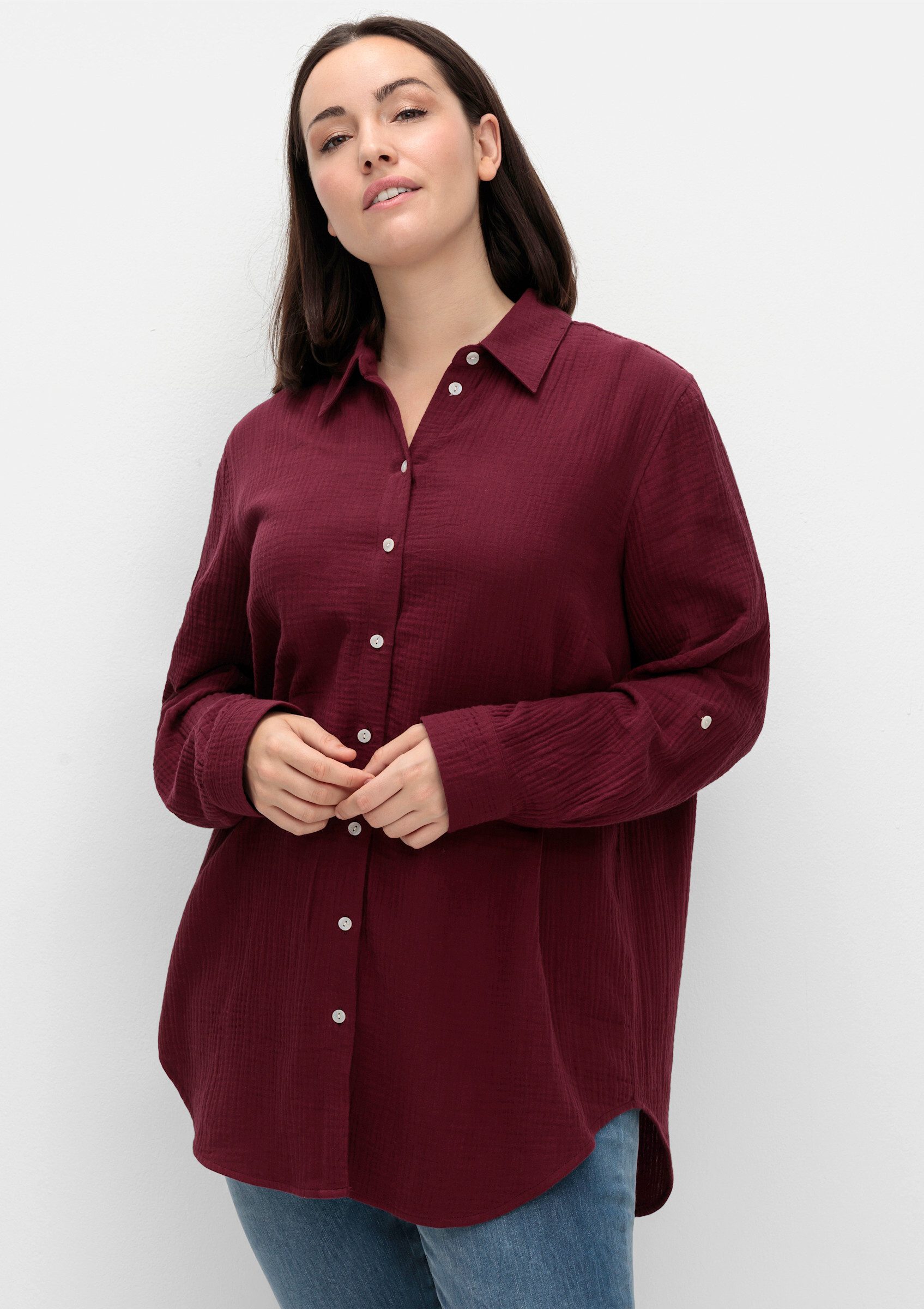 Sheego Klassische Bluse Baumwollbluse günstig online kaufen