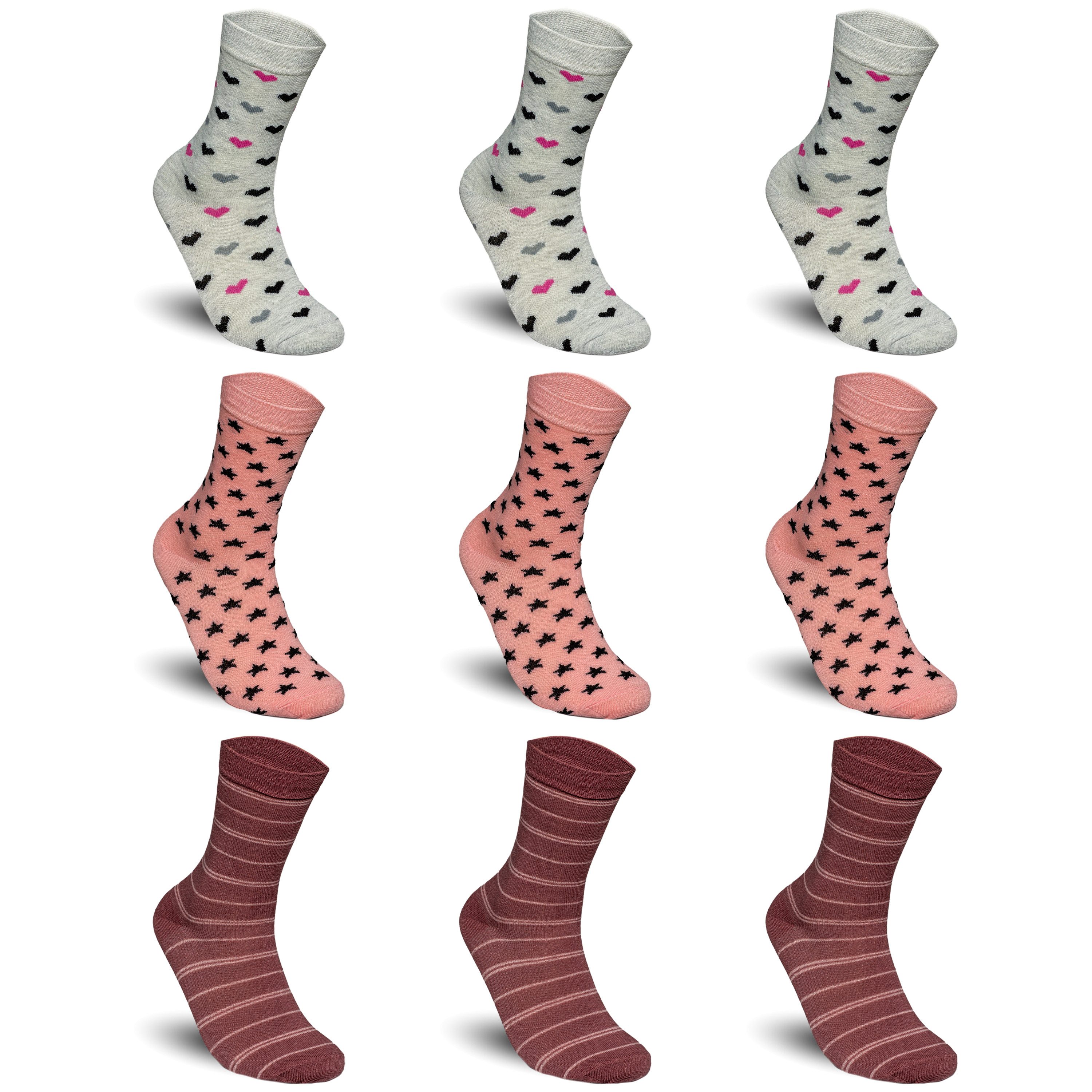 TEXEMP Basicsocken 3 bis 12 Paar Damen Socken Baumwolle Premium Strümpfe Komfortbund (9-Paar) Robust & Langlebig