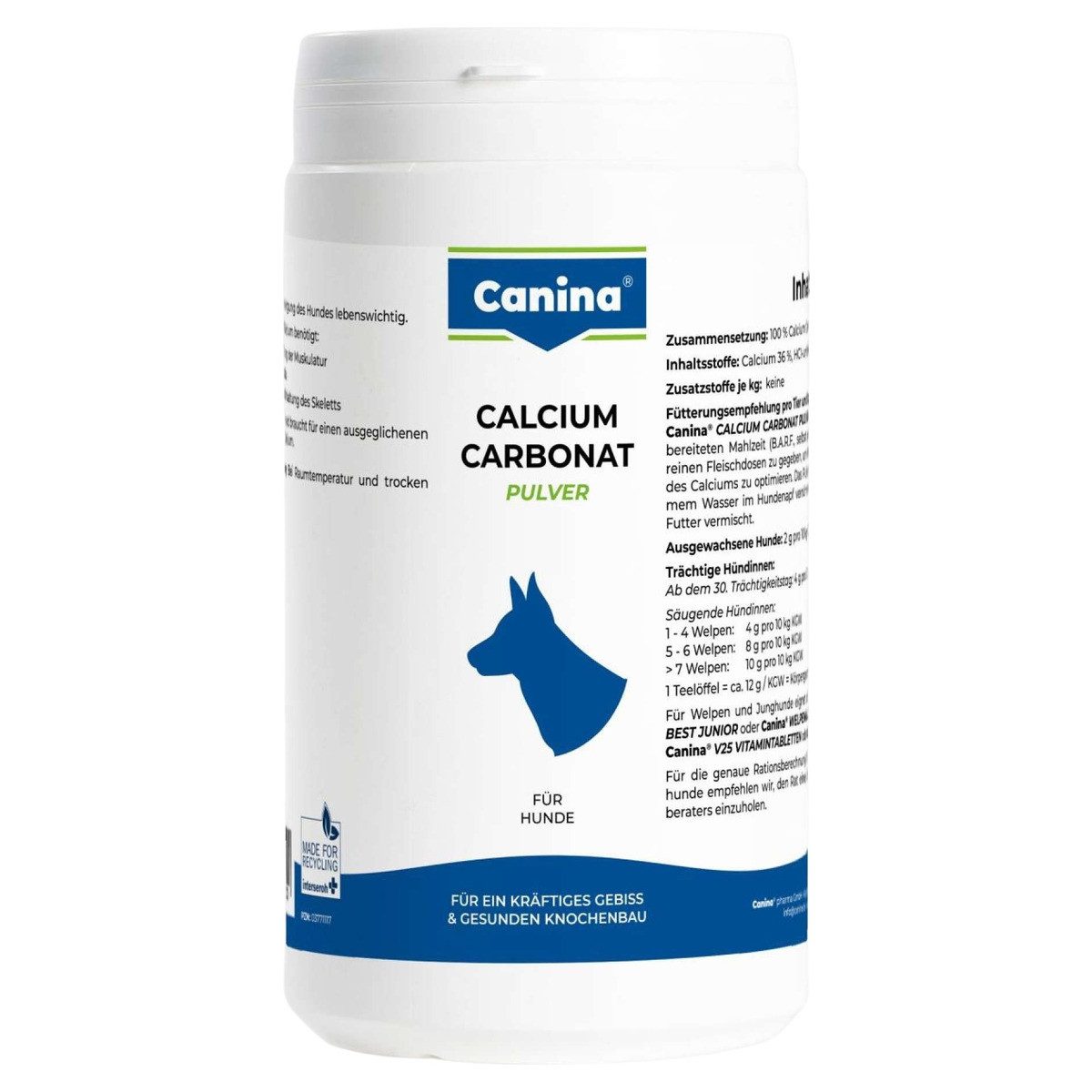 Canina Calcium Carbonat Pulver 1000 g, Nahrungsergänzungsmittel für: Hund