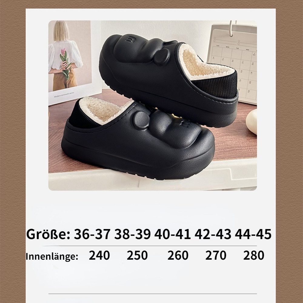 Blusmart Winterwarme Baumwollhausschuhe Hüttenschuhe (unisex, Hausschuhe aus weicher Baumwolle mit dicken Sohlen) Atmungsaktiv, warm und wasserdicht für den Heimgebrauch