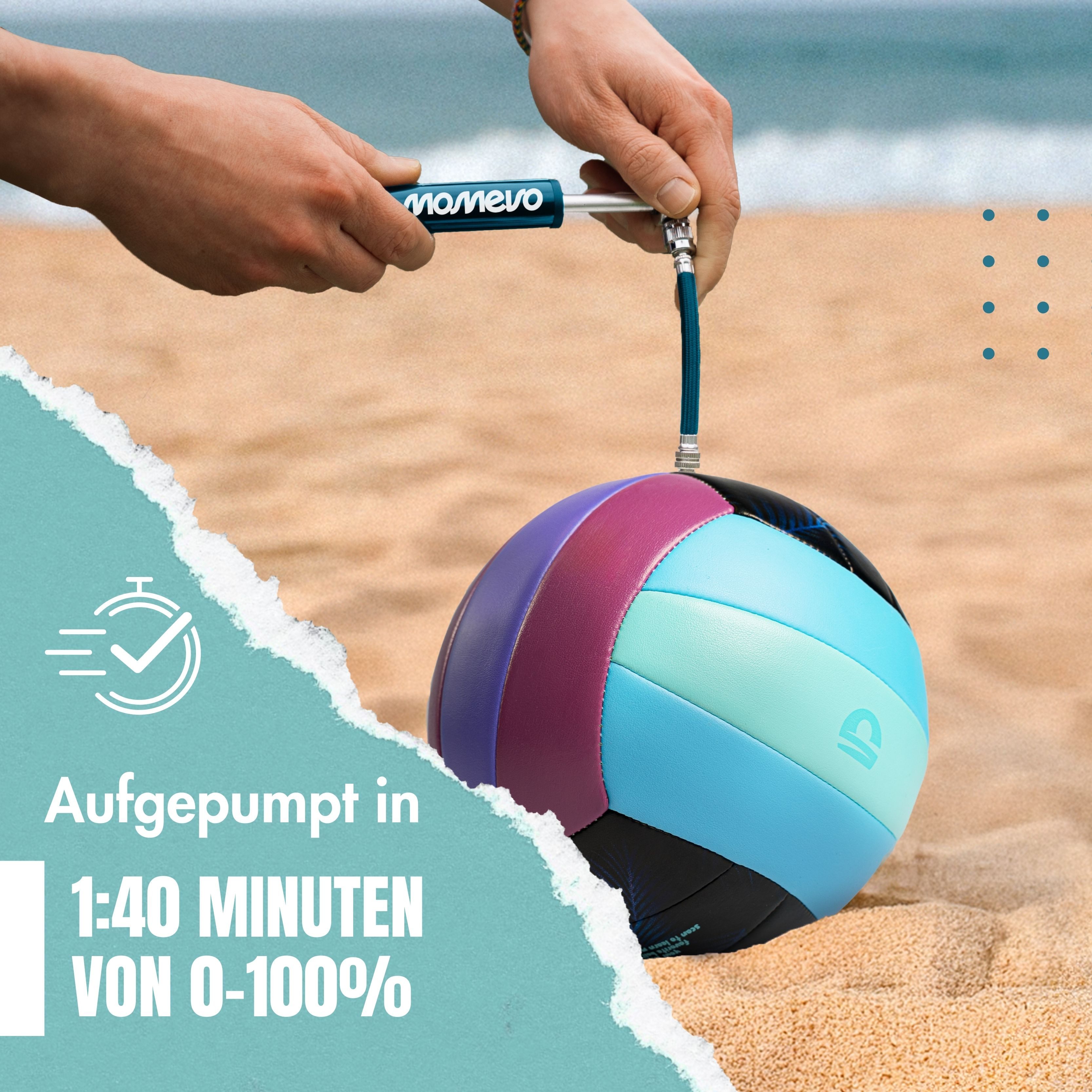 Momevo Beachvolleyball Offizieller Beachvolleyball - DVV zertifiziert, weich und robust, tolle Geschenkidee
