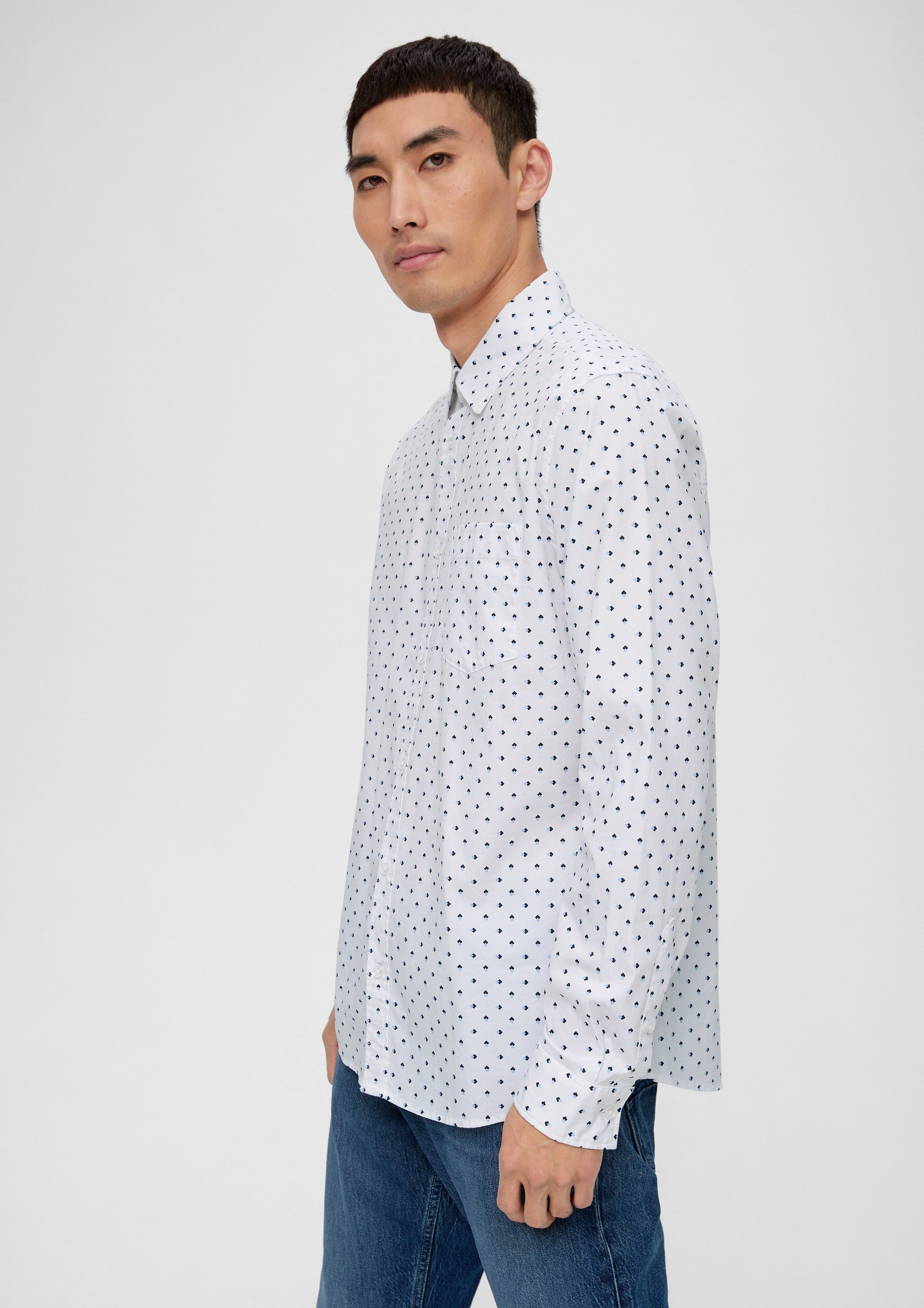 s.Oliver Langarmhemd Hemd Slim: Hemd aus Baumwollstretch