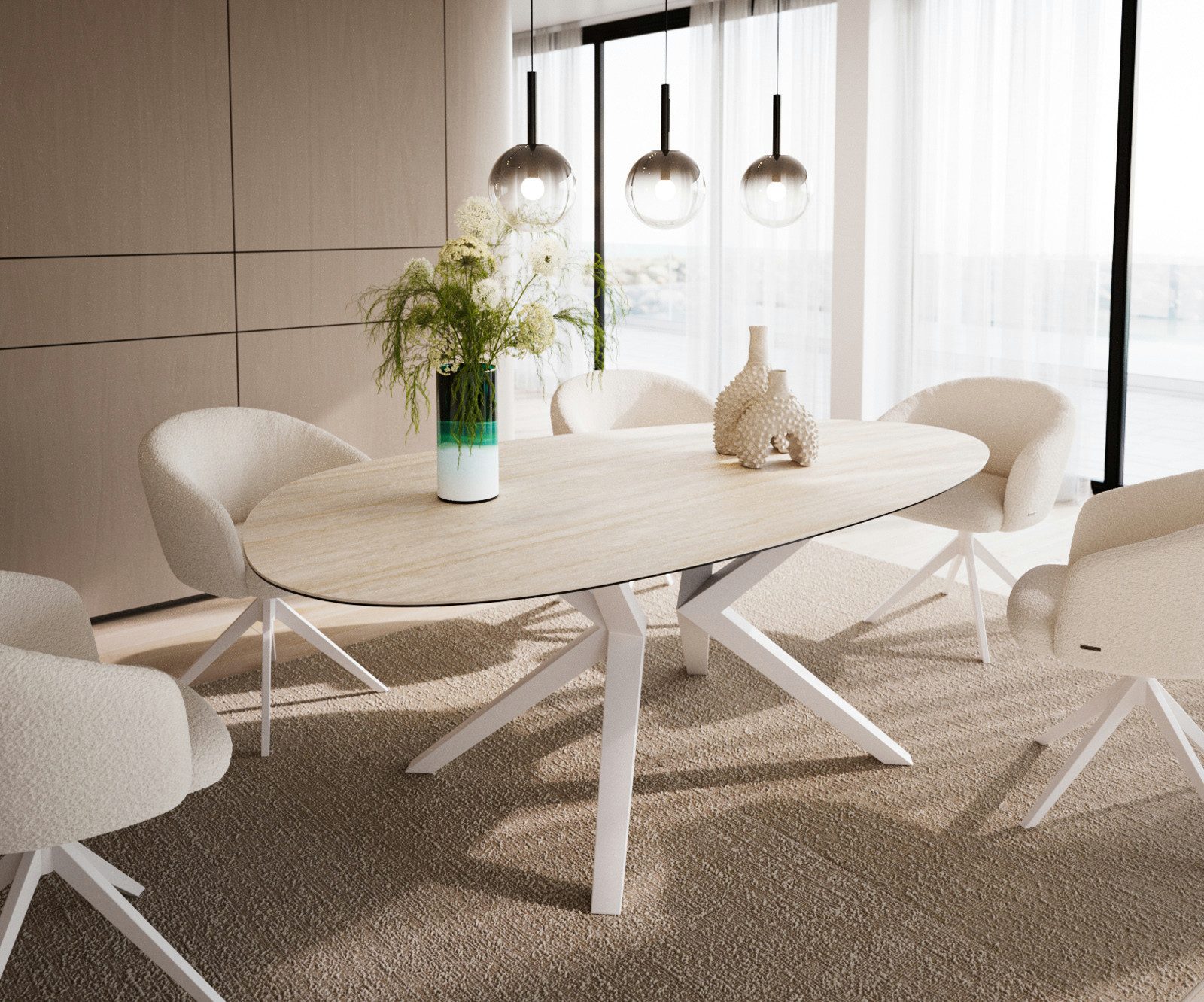 DELIFE Esstisch Edge, Oval Keramik Laminam®Travertino günstig online kaufen