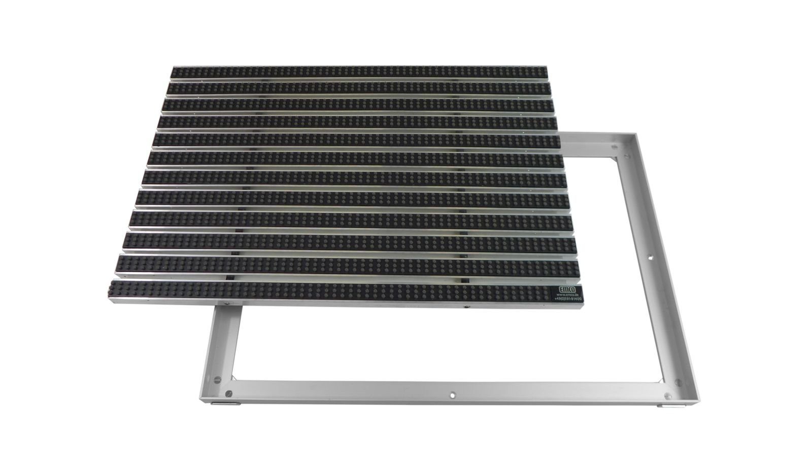 Emco Fußmatte Eingangsmatte DIPLOMAT + Rahmen Aluminium, Bürsten Grau, rechteckig, Höhe: 25 mm, Größe: 750x500 mm, für Innen- und Außenbereich