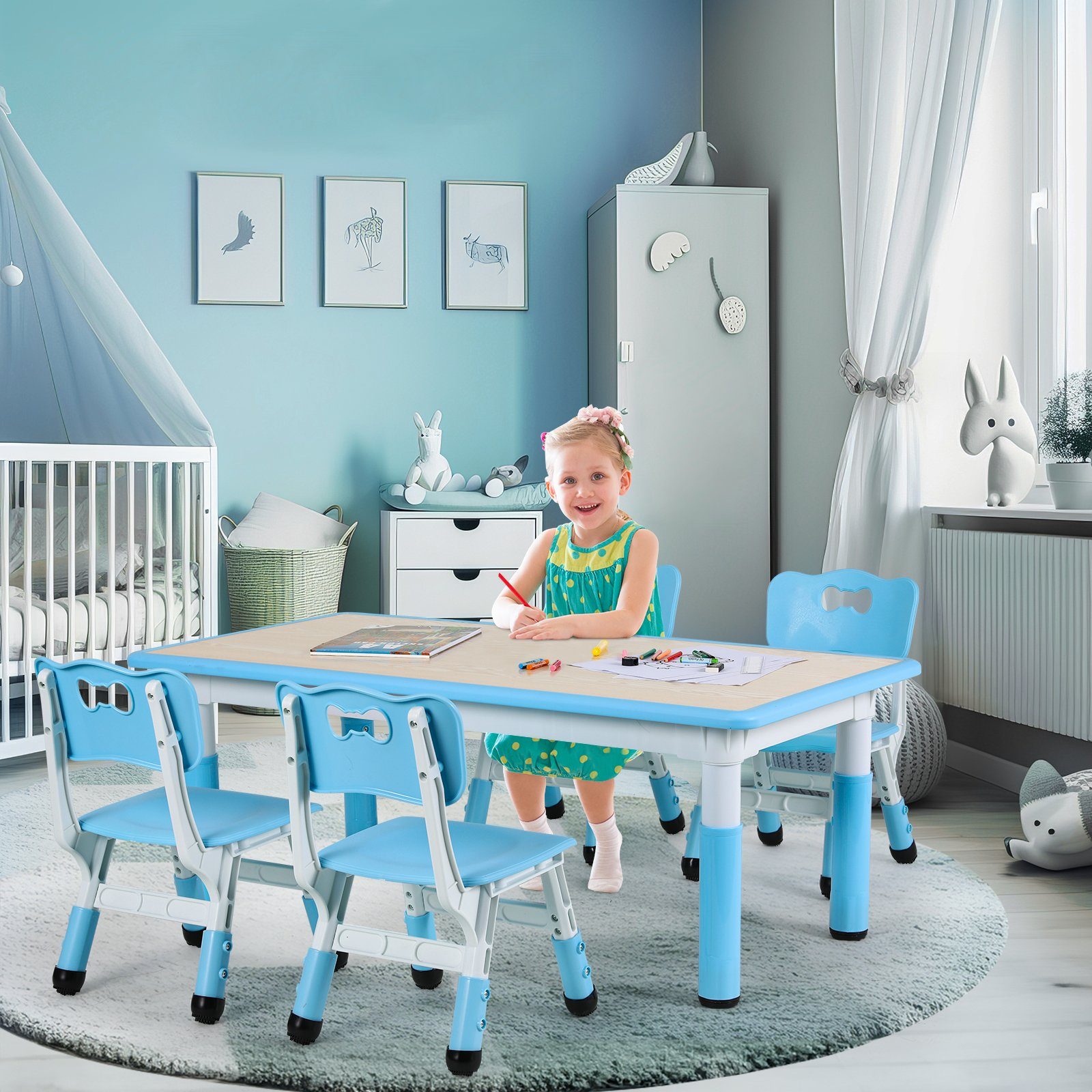TLGREEN Kindersitzgruppe Plastik Kindermöbel, (5-tlg), Kindertisch günstig online kaufen