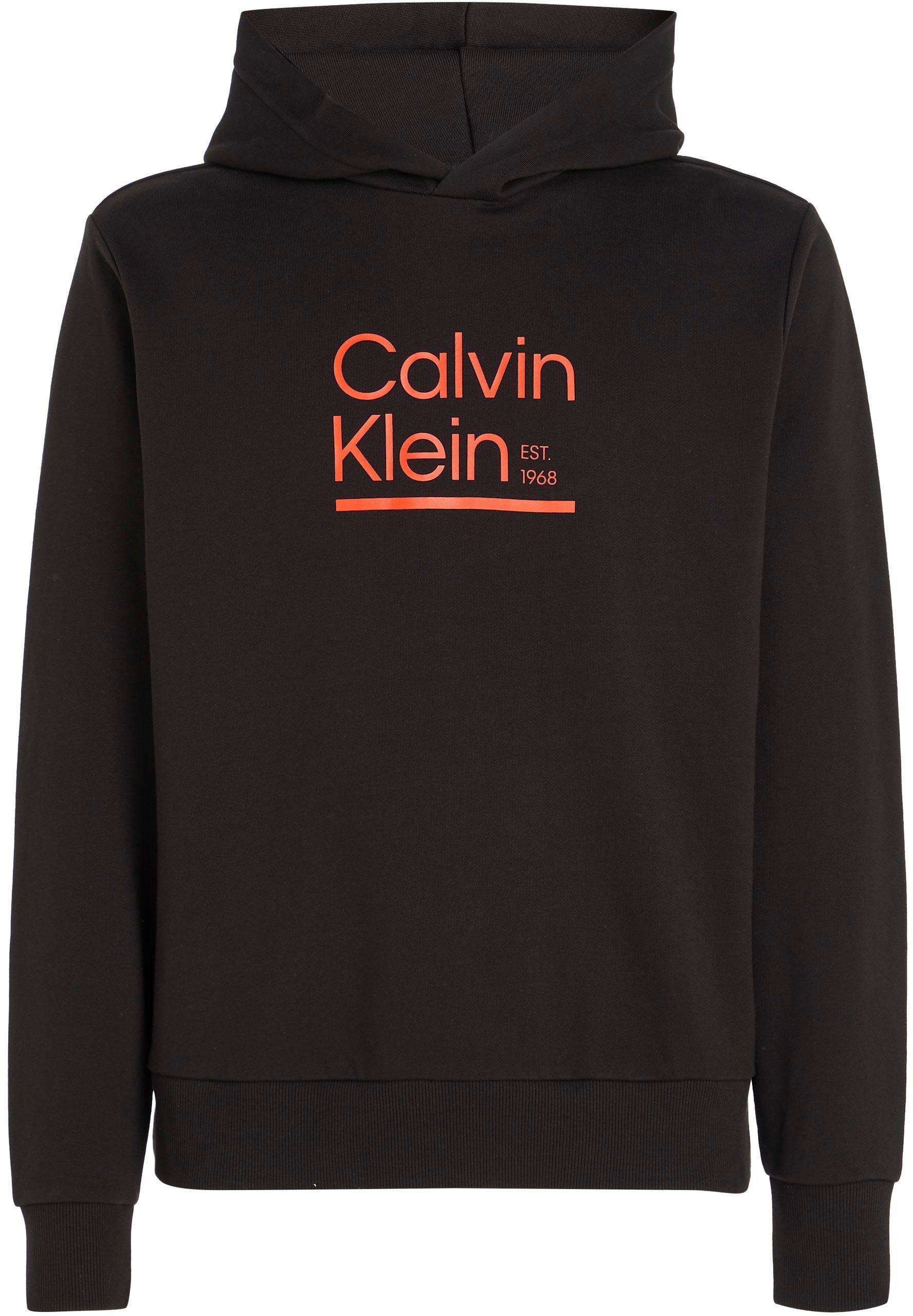 Calvin Logodruck mit CONTRAST HOODIE LINE Klein LOGO Kapuzensweatshirt Black Ck