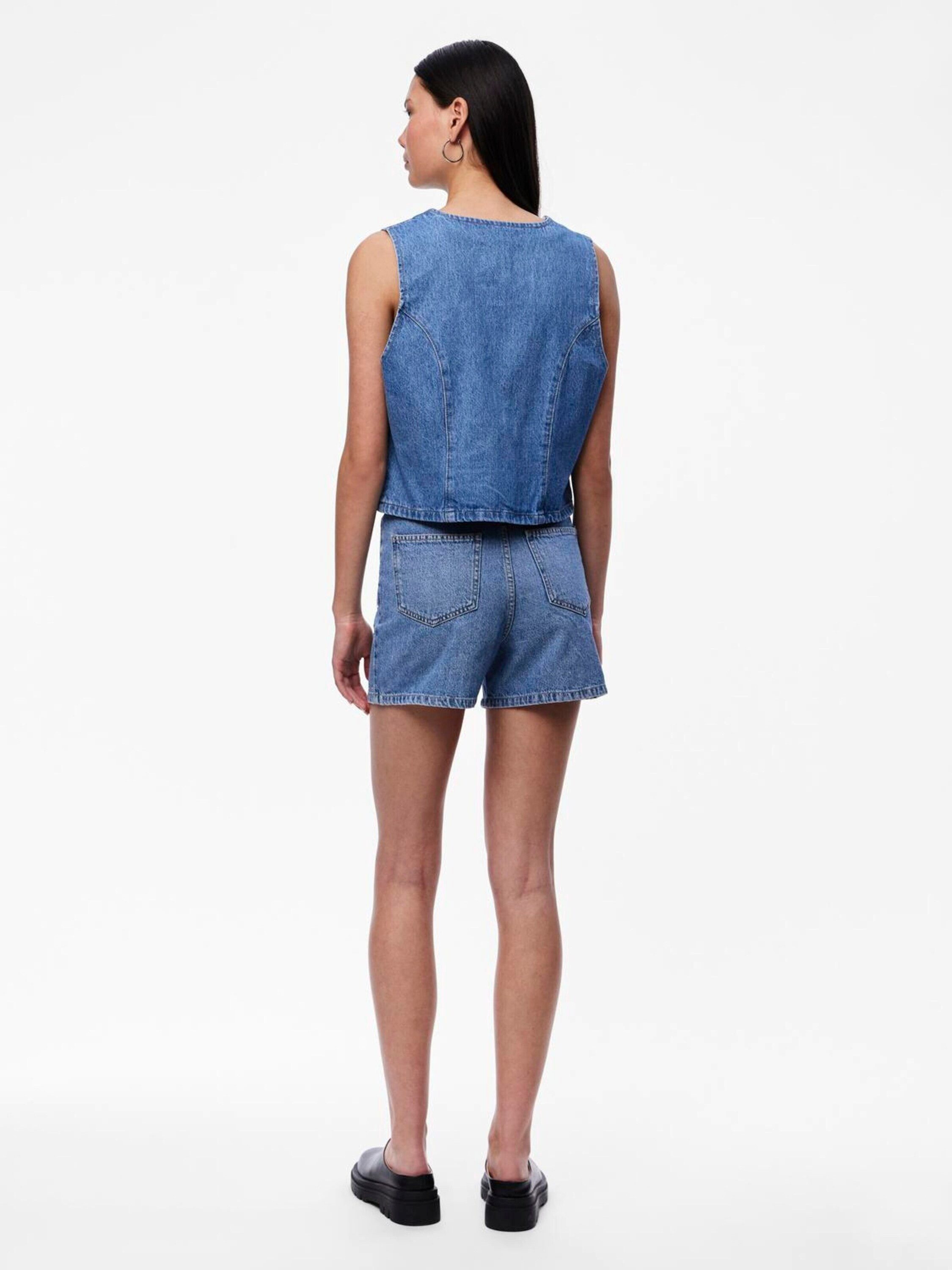 pieces Jeansshorts SKY (1-tlg) Ziersteine