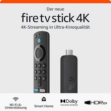 Amazon Streaming-Stick Fire TV Stick 4 ° Wi-Fi 6 ° HDR10+ ° Dolby Atmos / Vison, (Set, Amazon Alexa), inkl. Fernbedienung Sprachsteuerung