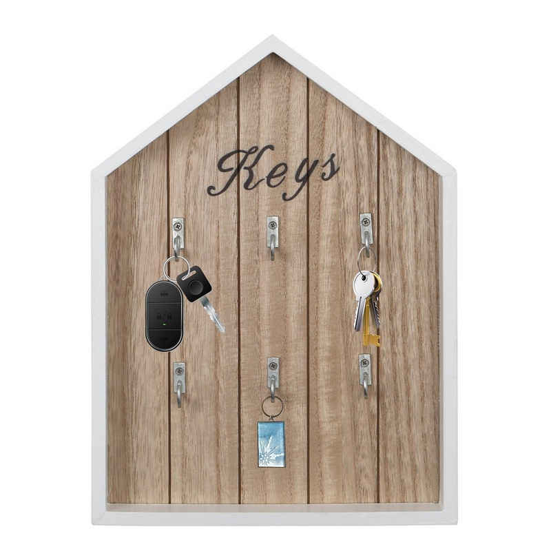 TWSOUL Schlüsselbrett Schlüsselregal, Schlüsselhalter aus Holz,Wandregal, Mit Haken, vier Stile