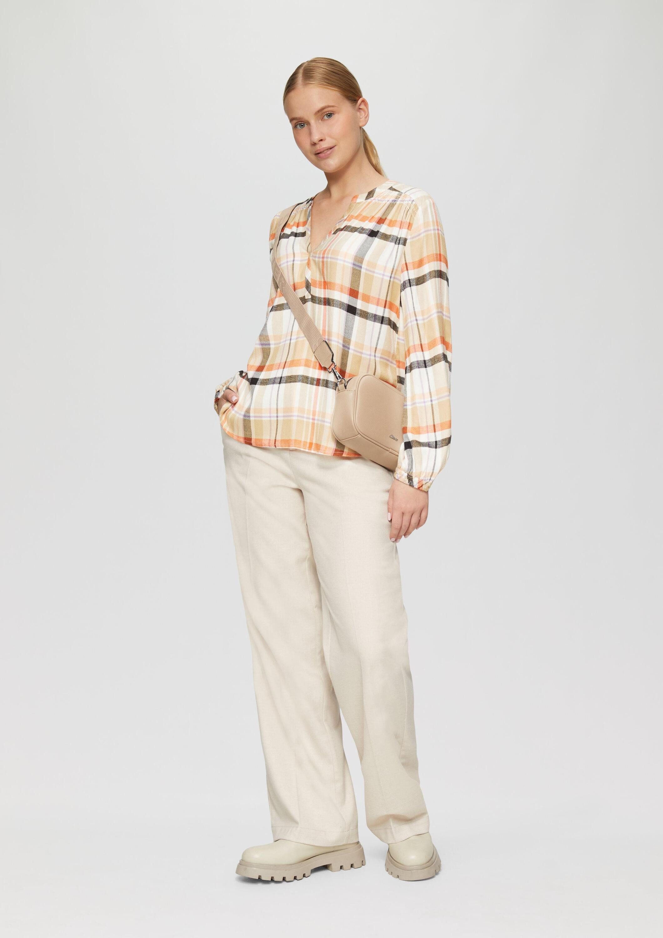 s.Oliver Langarmbluse Bluse Softe Langarmbluse mit Smok-Details