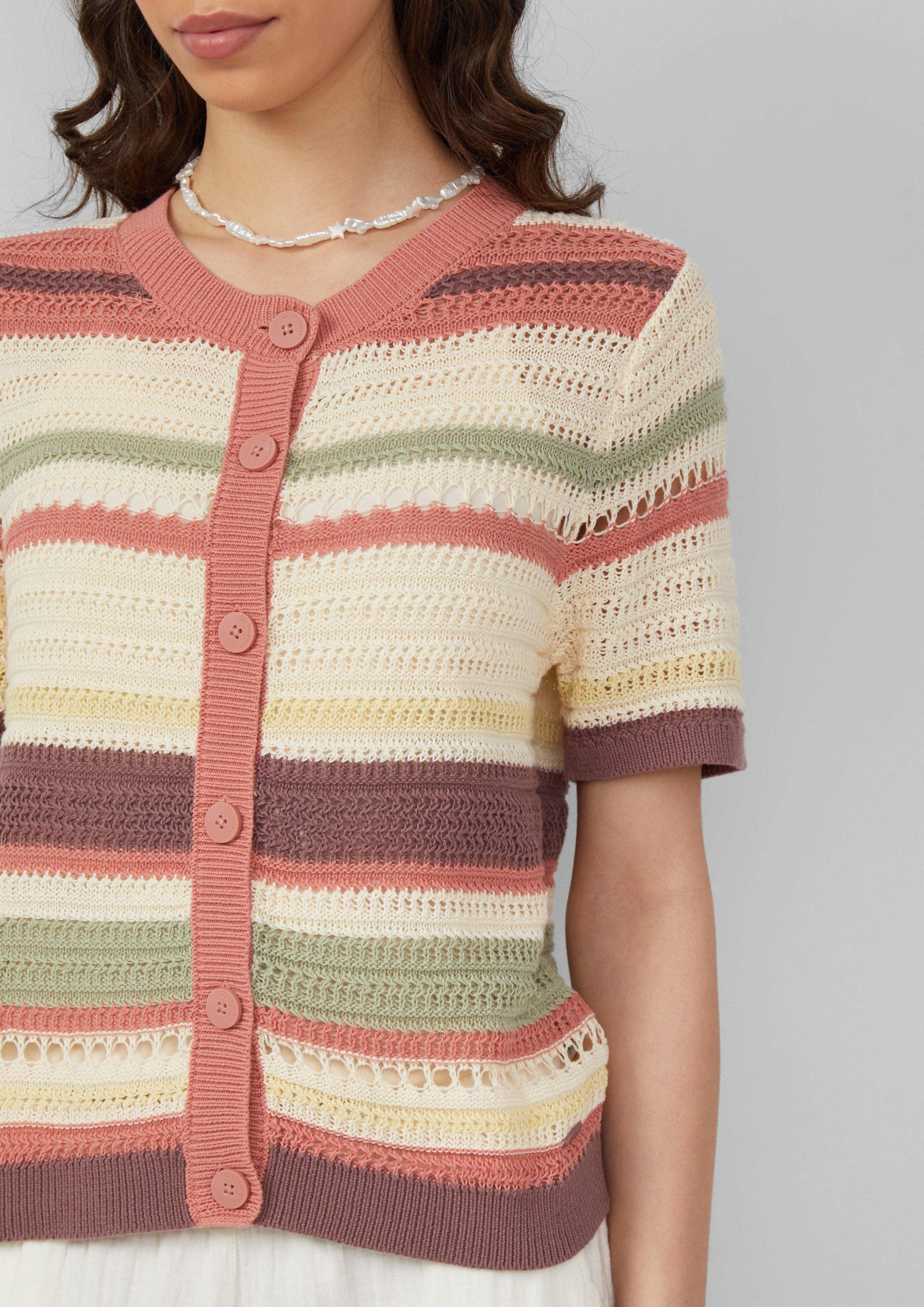 QS Funktionsjacke Kurzarm-Cardigan in Häkeloptik günstig online kaufen