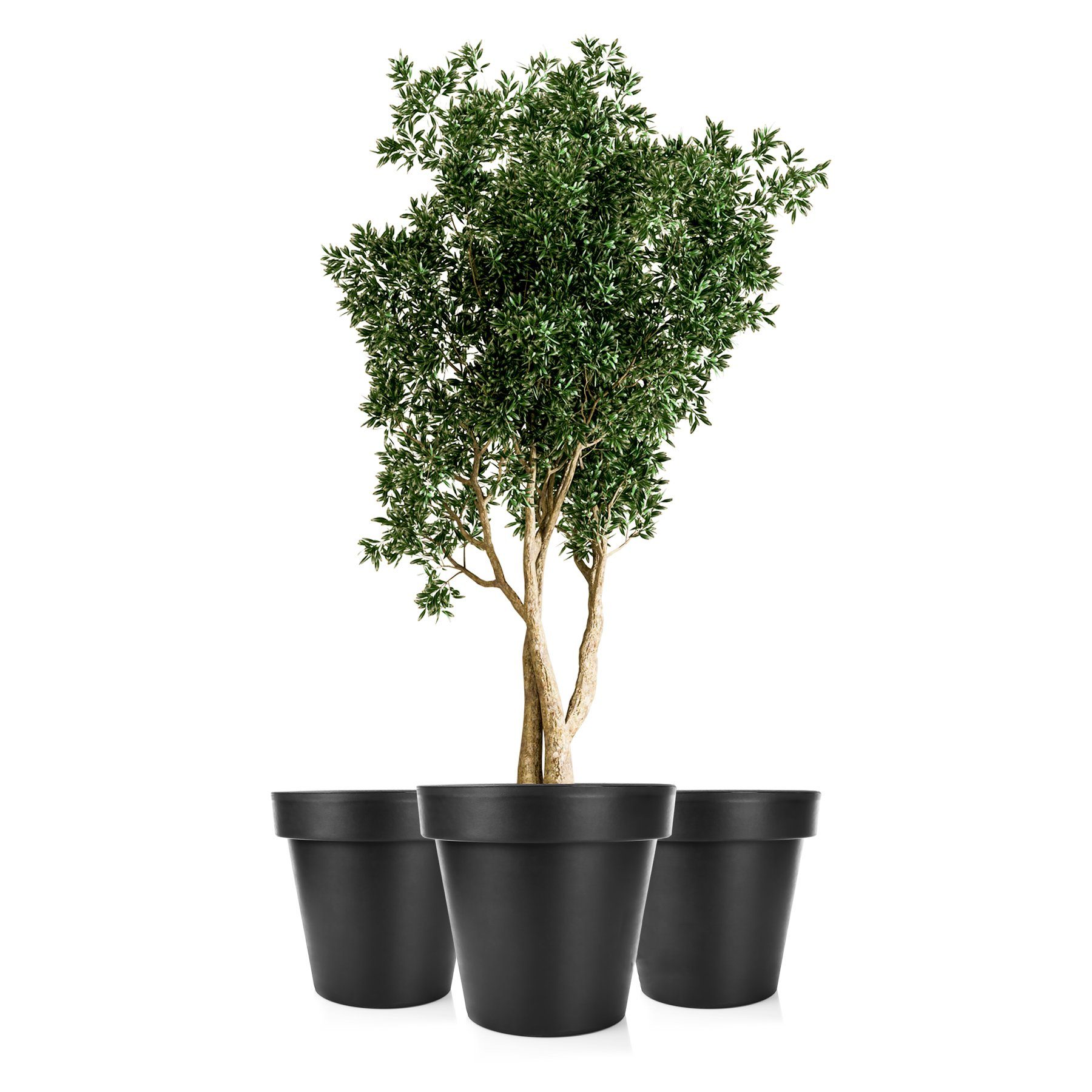 BigDean Blumentopf 3x Pflanzkübel XXL ø 60 cm anthrazit wetterfester Blumen günstig online kaufen