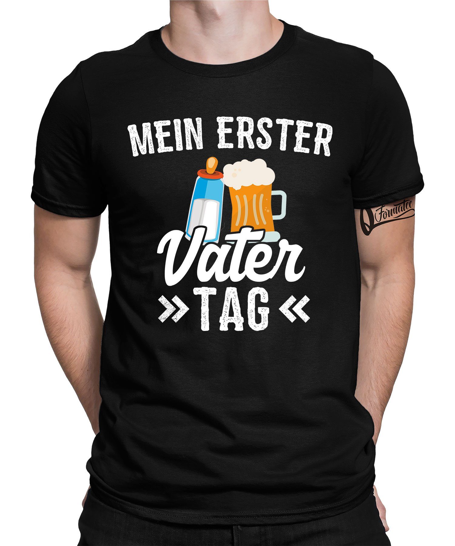 - Mein Quattro Formatee Vater (1-tlg) Papa T-Shirt Vatertag erster Herren Kurzarmshirt