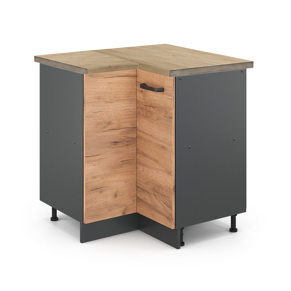 Vicco Eckunterschrank R-Line, Goldkraft Eiche/Anthrazit, 75.6 günstig online kaufen