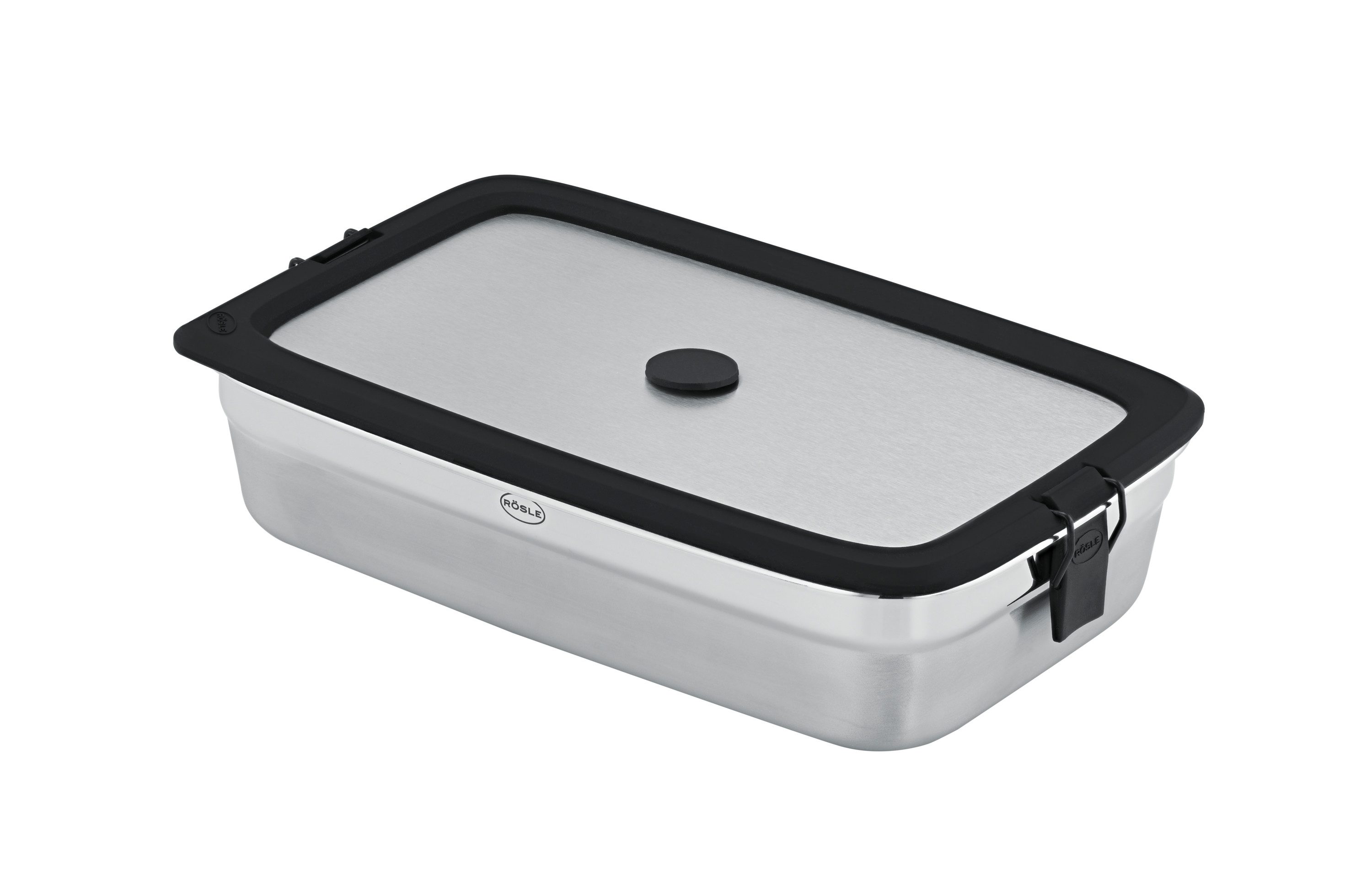 RÖSLE Deckel Edelstahldeckel FLEXX 2GO 1,0 L eckig mit Clips, Deckel für 1,0 L Dose FLEXX 2GO