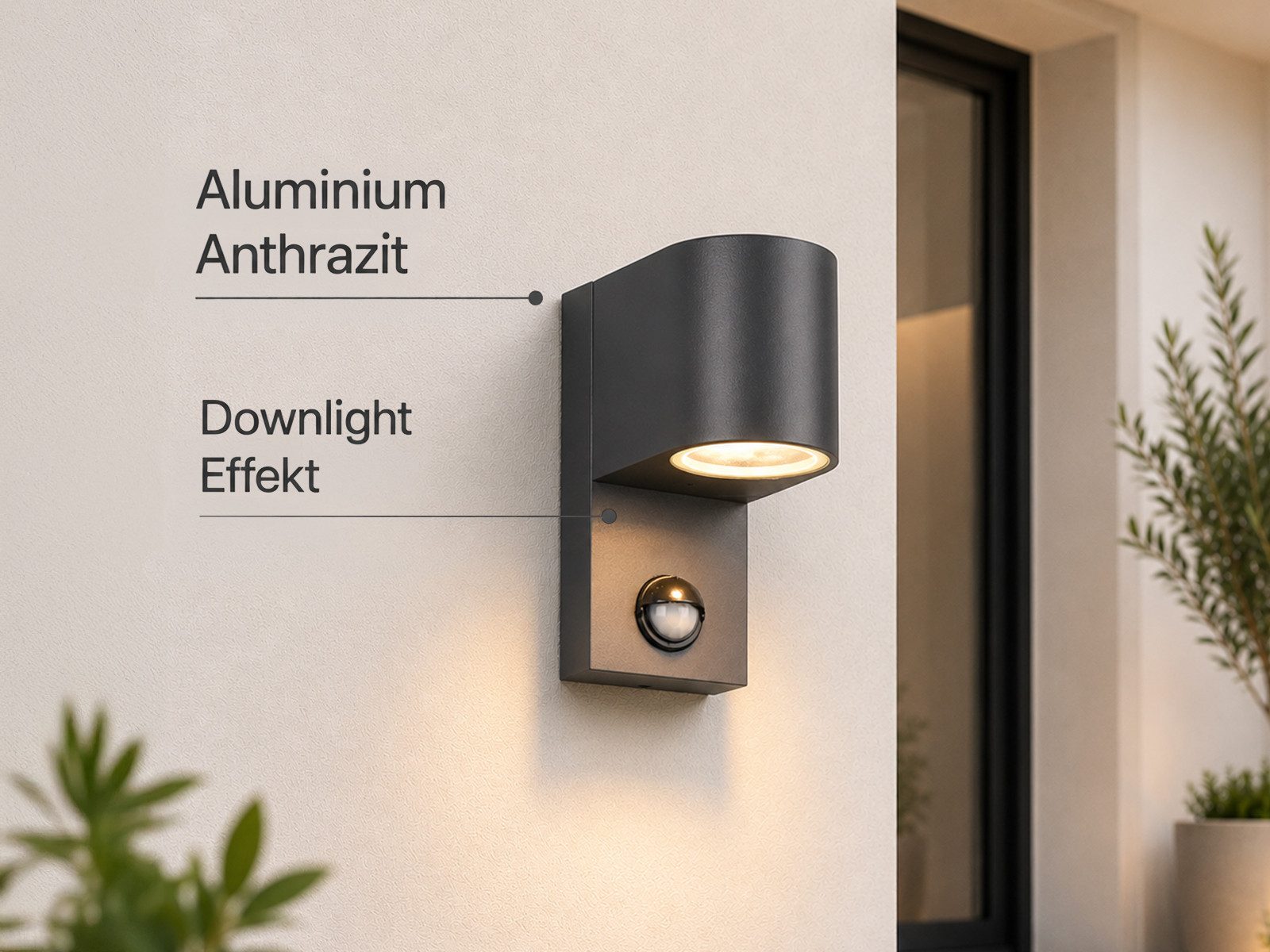 TRIO Leuchten LED Außen-Wandleuchte mit Bewegungsmelder & GU10 LED Höhe 15cm, Bewegungssensor, LED wechselbar, Warmweiß, Wand Außenleuchte zur Fassadenbeleuchtung für Hauswand & Haustür