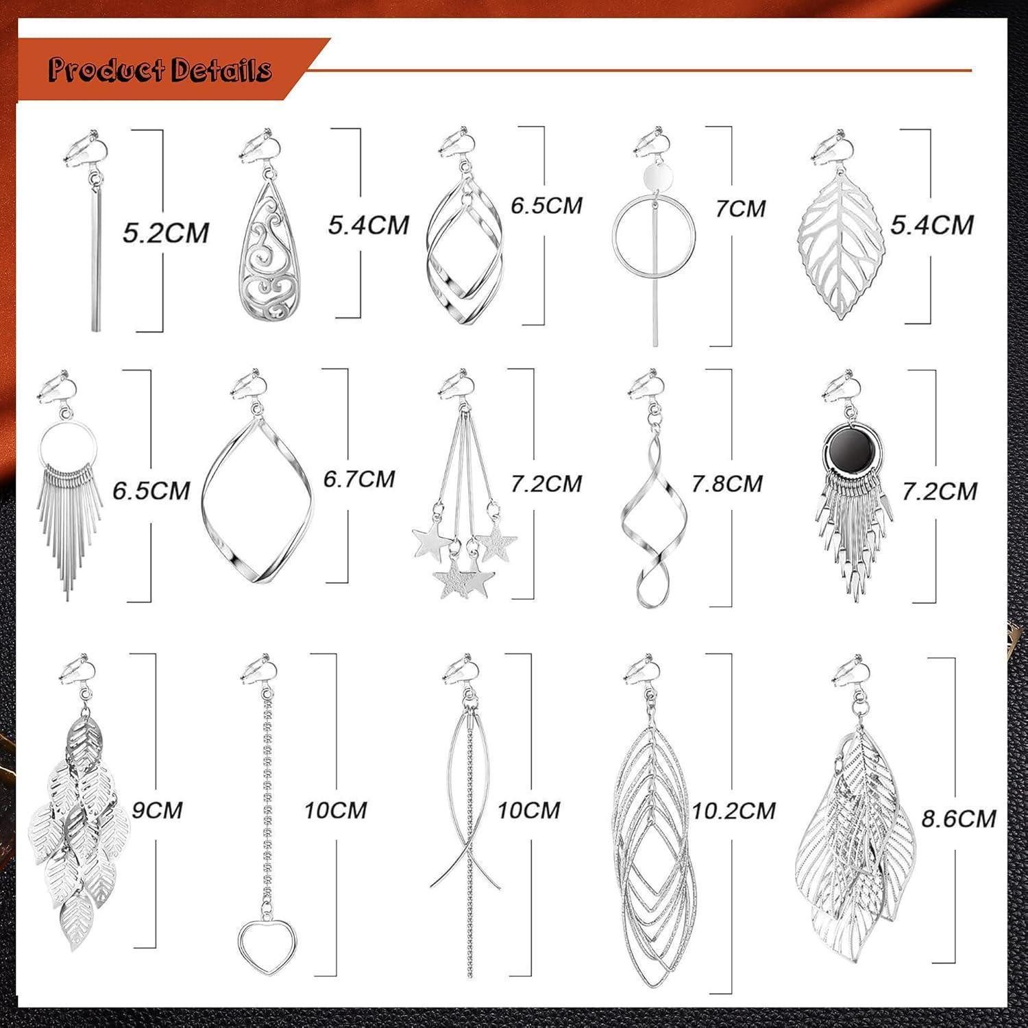 LuxusKollektion Ohrclip-Set 15Paar Ohrclips Damen Mädchen Boho Hängend Ohrringe Clip Twist Lang