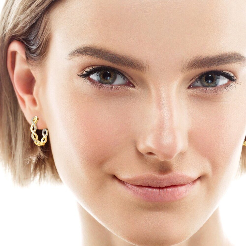ROUGEMONT Paar Creolen Funkelnde Moissanit Damen Creolen mit Zertifikat 925 Silber, Hypoallergen