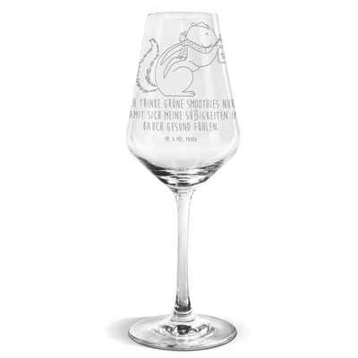 Mr. & Mrs. Panda Weißweinglas Eichhörnchen Smoothie - Transparent - Geschenk, Weinglas, Spülmaschin, Premium Glas, Premium Gravur