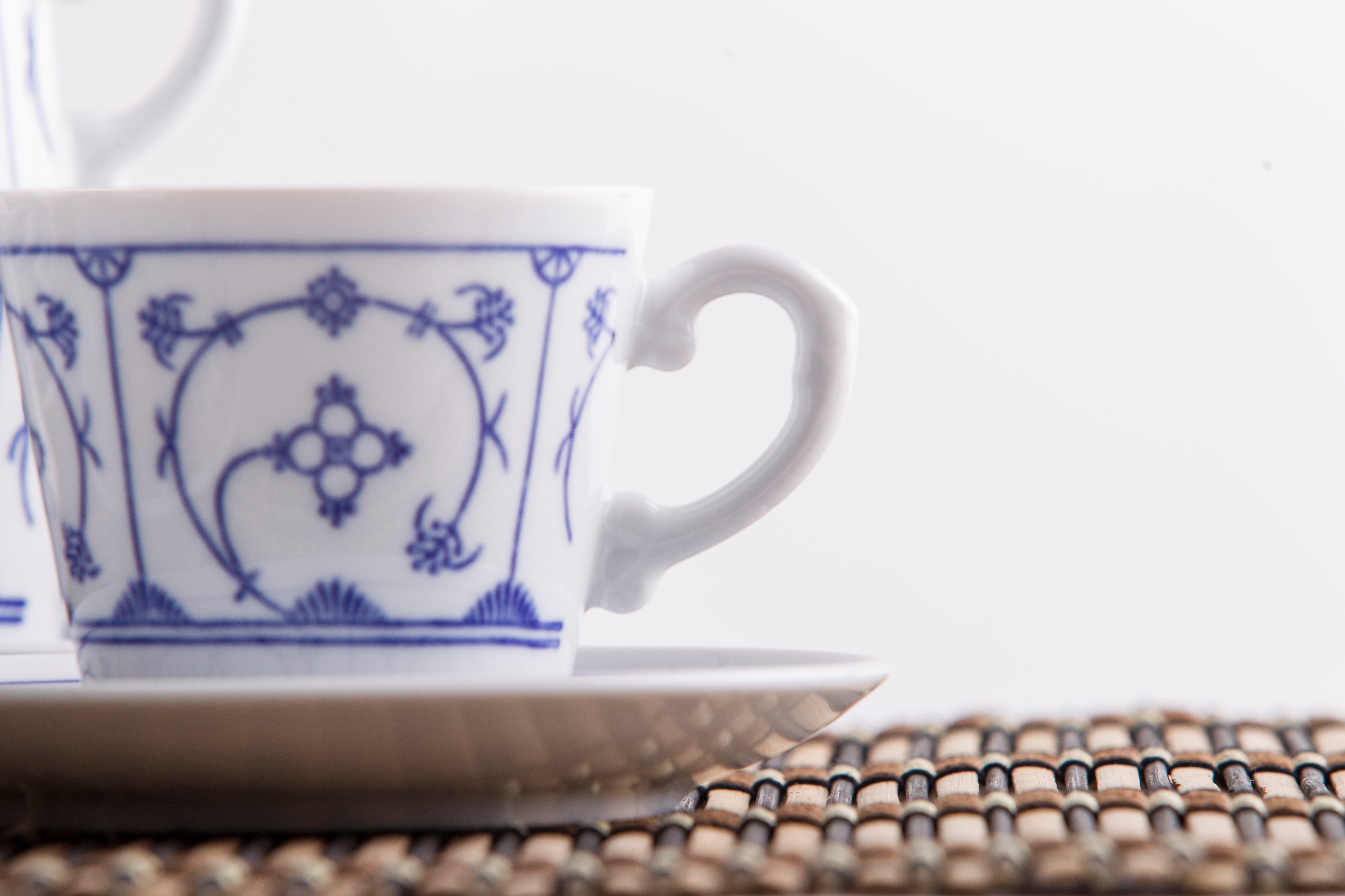 KAHLA Kaffeeservice Blau Saks 18tlg. (18-tlg), 6 Personen, Porzellan, von Hand dekoriert