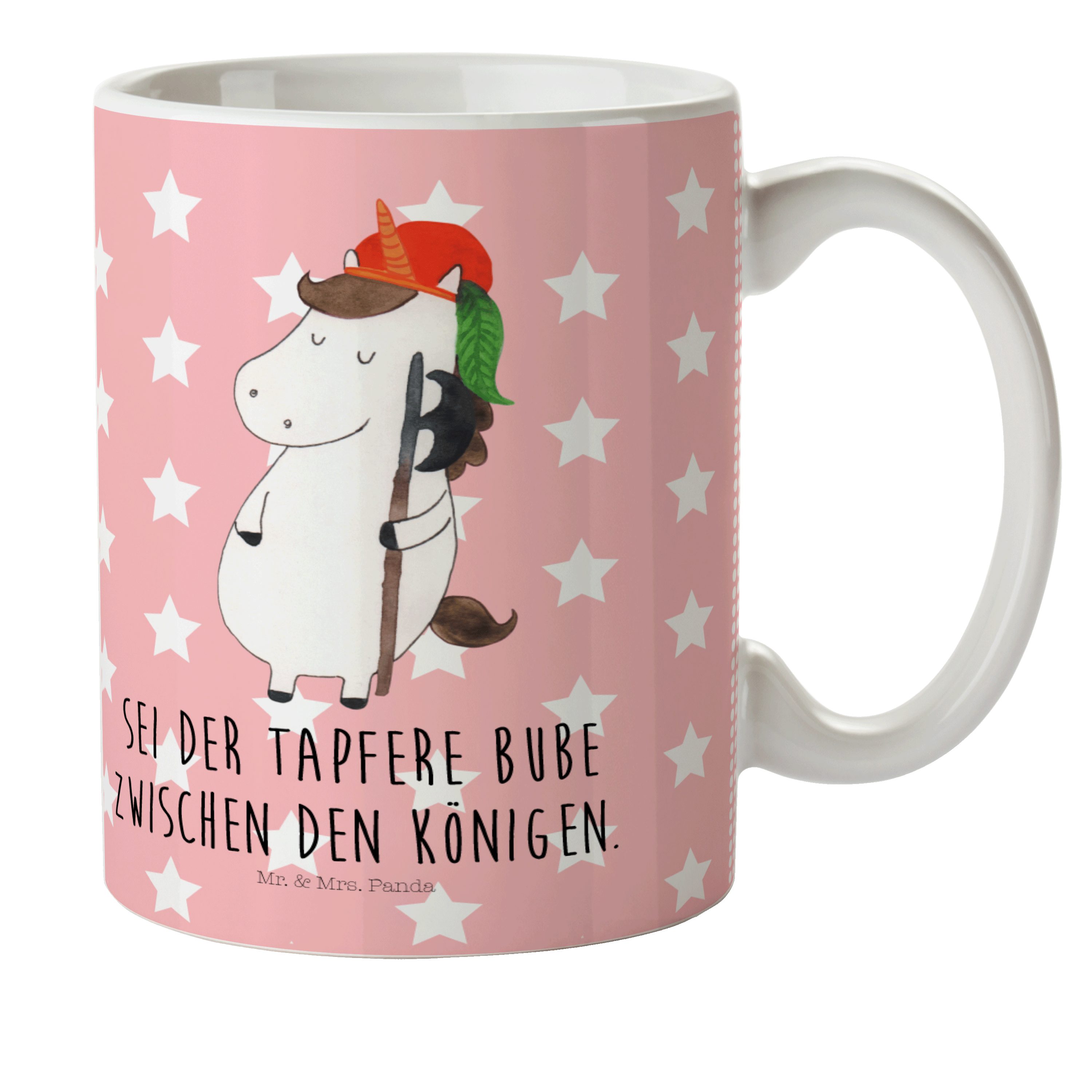 Mr. & Mrs. Reisetasse, Geschenk, Kinderbecher - Einhorn Rot Panda Bube Einhörner, Pastell - Kunststoff Unicorn