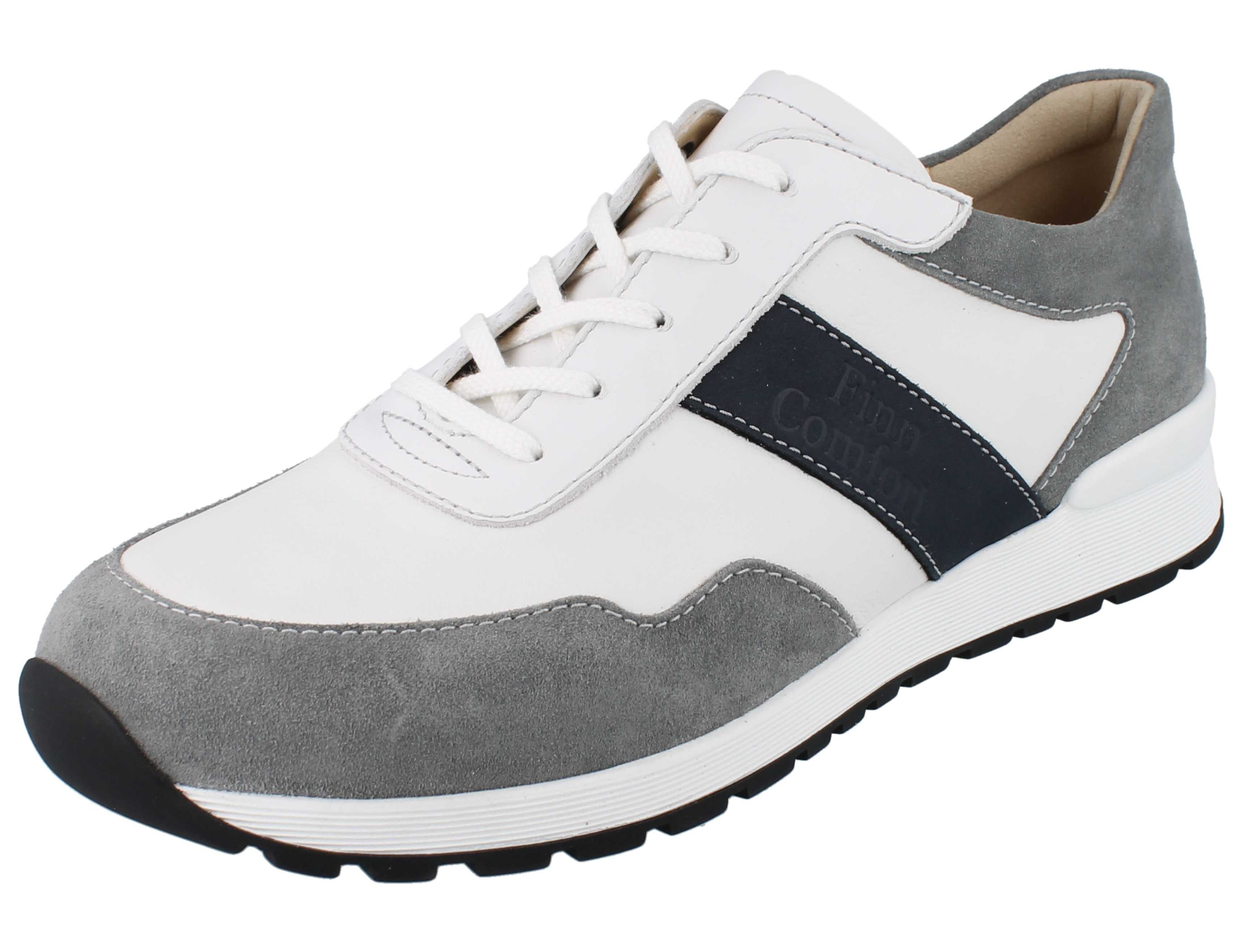 Finn Comfort FINN COMFORT Prezzo Herren Halbschuhe weiss grau blau Leder - Größe: Schnürschuh Wechselfußbett