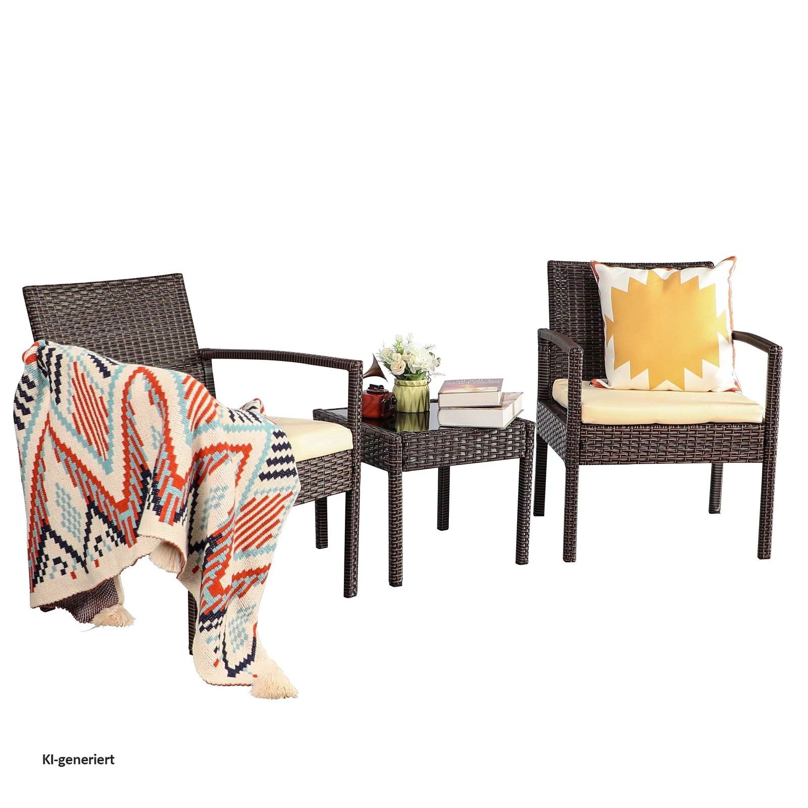 HTI-Living Balkonset Balkonmöbel Santadi, (Set, 3-tlg., 1 Tisch 2 Stühle), Terrassenmöbel Sitzgruppe